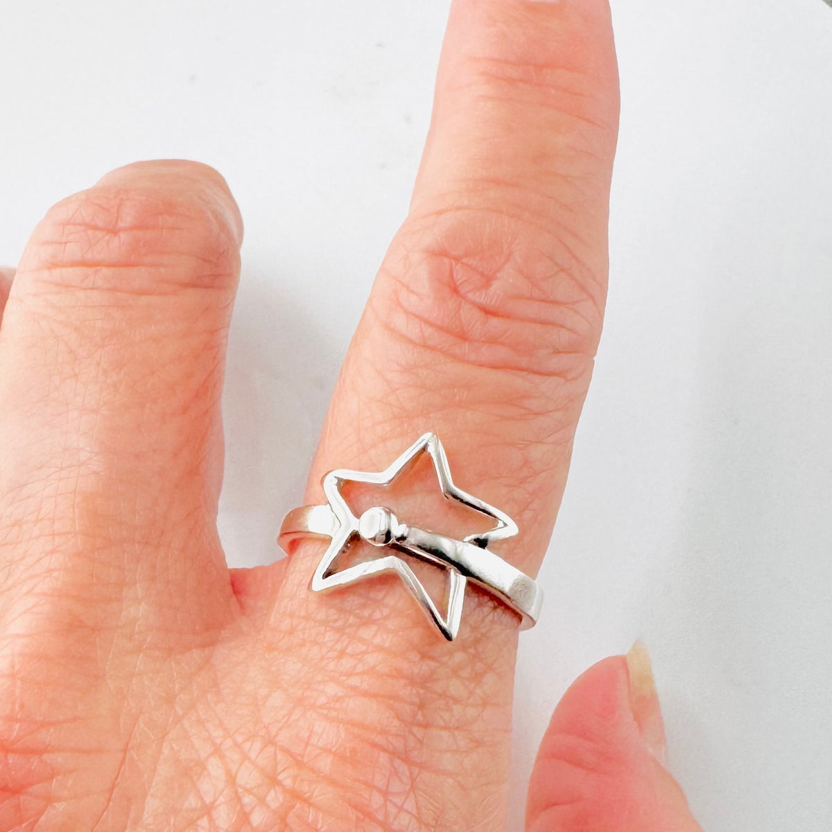 Sterling Silver Open Star Ring, Star Love Ring, Silver Star Band, Star Promise Ring, Silver Shooting Star RingRing, Shooting Star Ring.