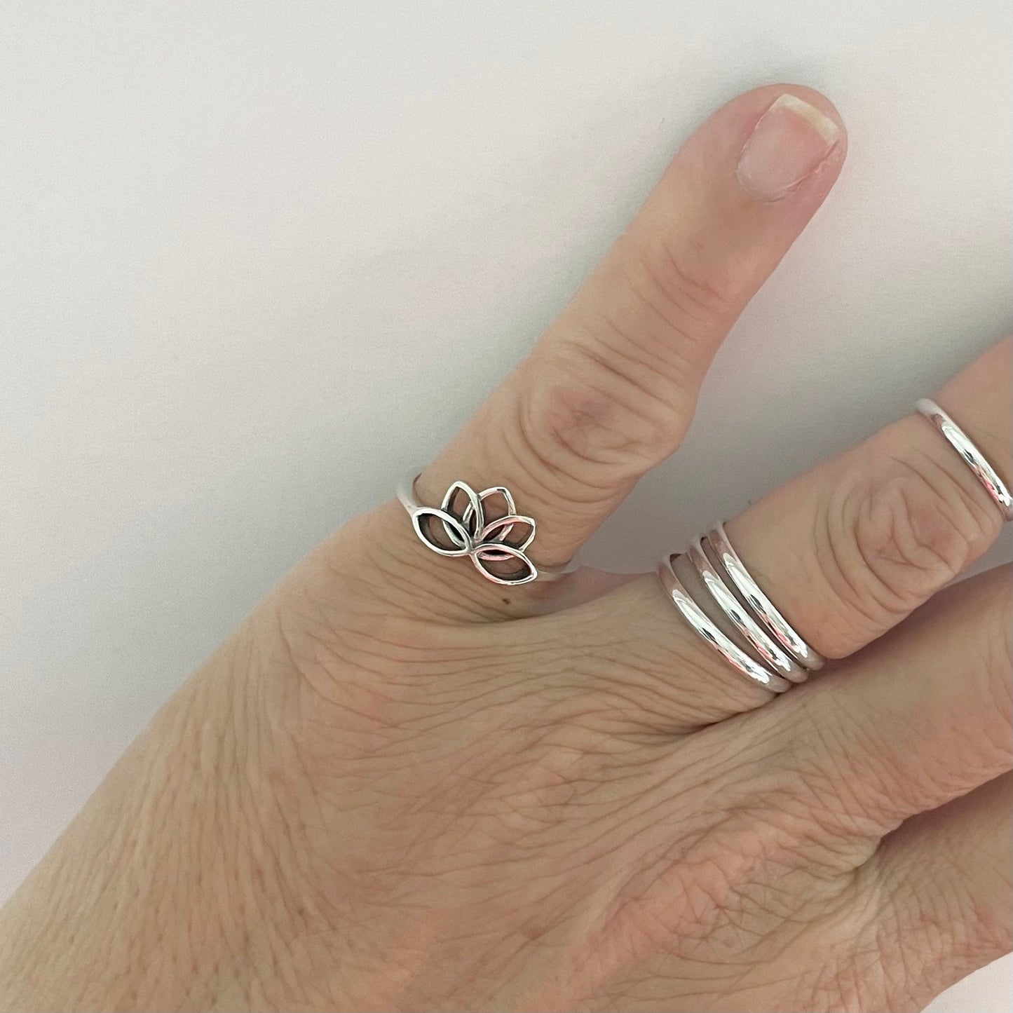 Sterling silver Dainty Lotus Flower Ring, Silver Ring, Boho Ring, Purity Ring, Yoga Ring, Beauty and Spiritual Awakening Ring