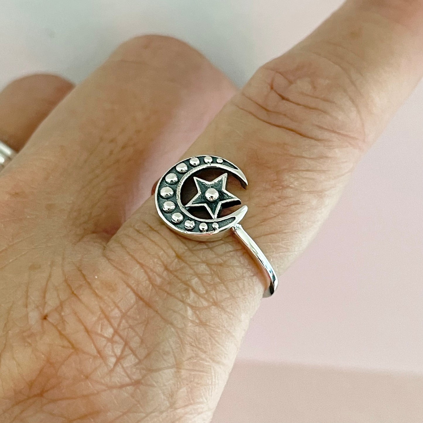 Sterling Silver Star & Moon Ring, Silver Love ring, Star Silver Ring, Moon Silver Ring, Dainty Ring, Boho Ring, Silver Ring, Promise Ring