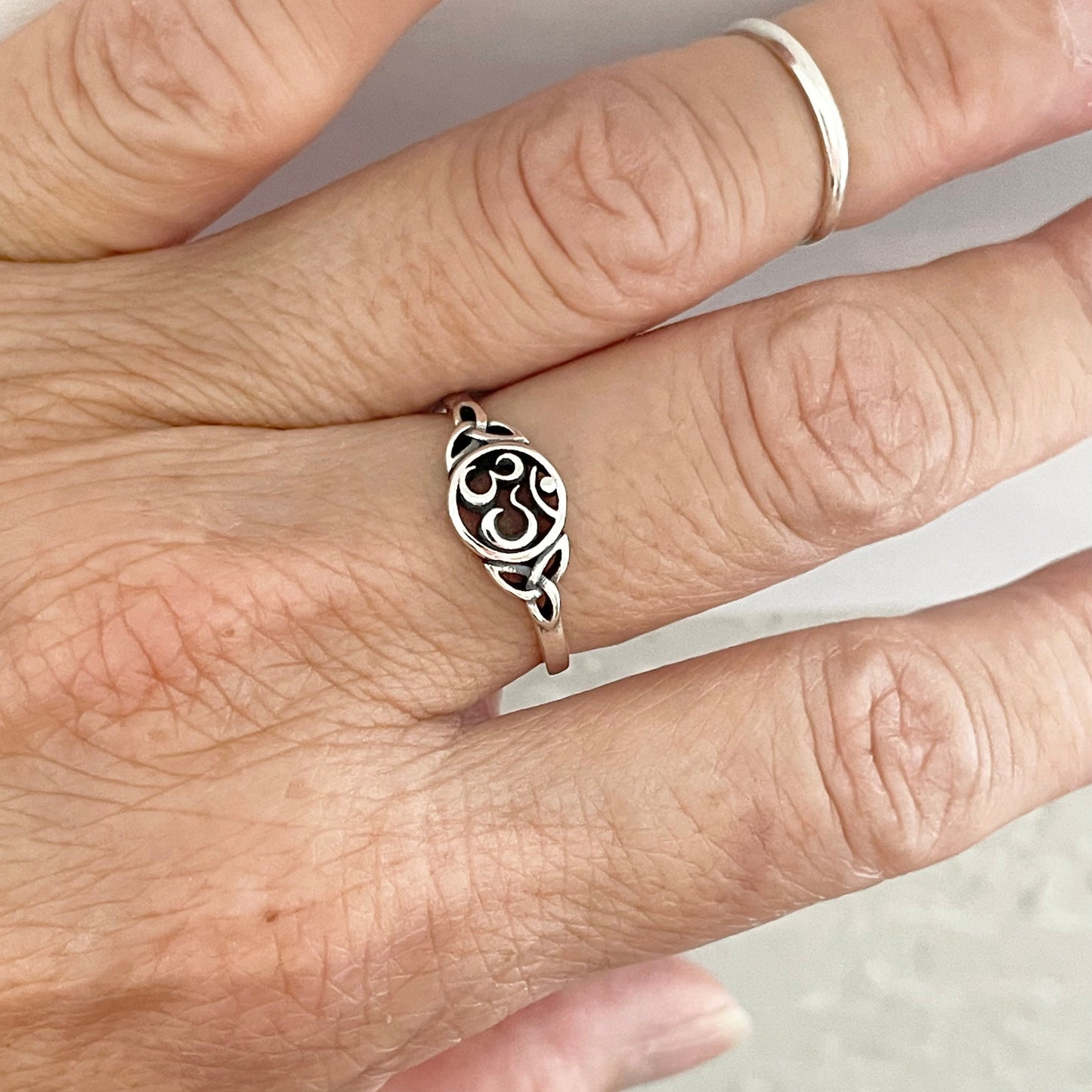 Sterling Silver Om Celtic Ring, Yoga Ring, Dainty Ring, Celtic Silver Ring, Om Silver Ring, Silver Ring, Religious Ring, Statement Ring