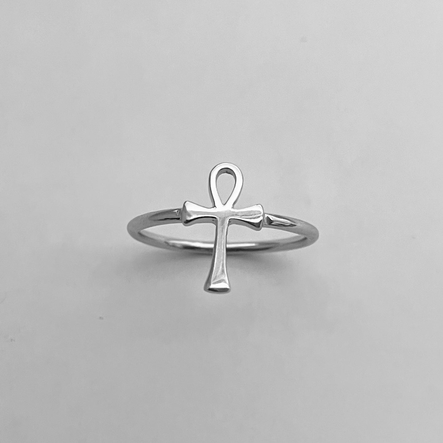 Sterling Silver Egyptian Ankh Ring: Dainty Cross, Unisex Symbol