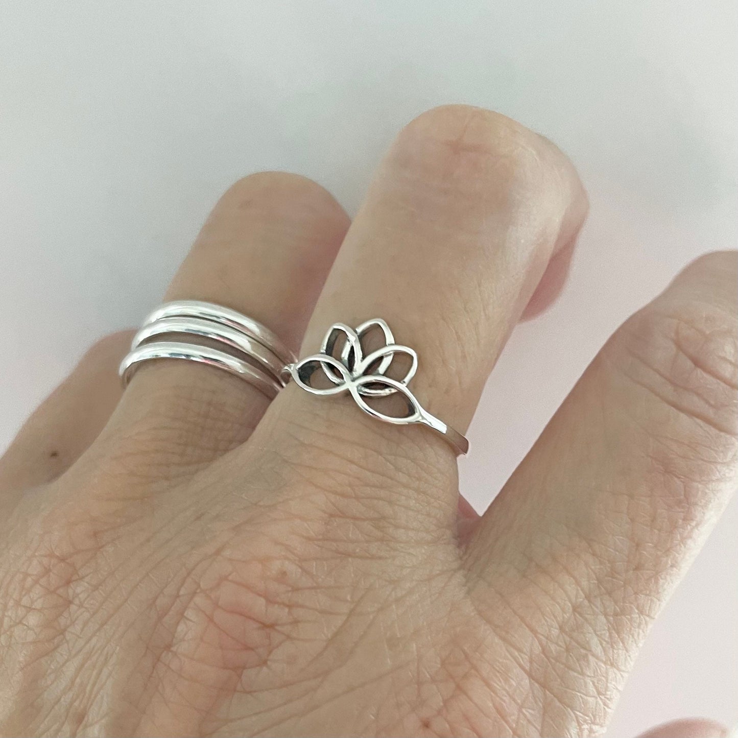 Sterling silver Dainty Lotus Flower Ring, Silver Ring, Boho Ring, Purity Ring, Yoga Ring, Beauty and Spiritual Awakening Ring