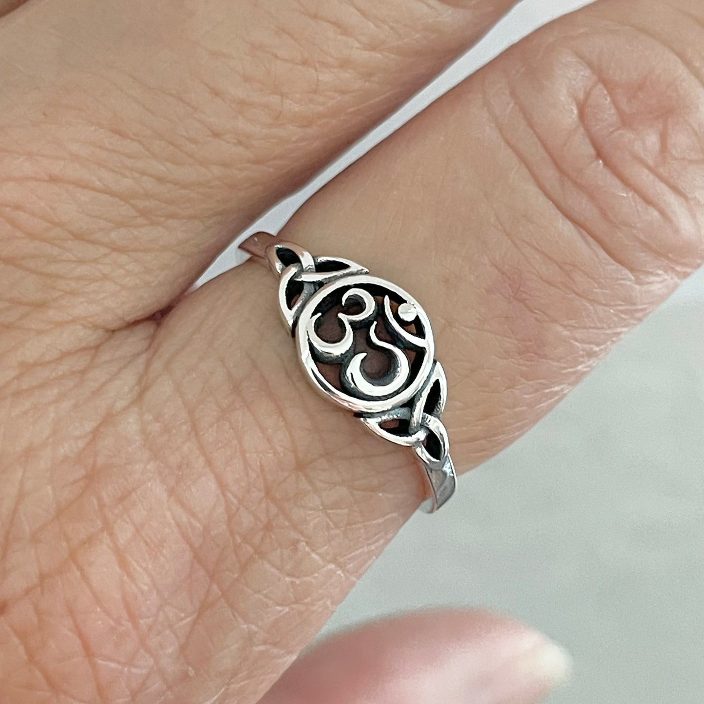 Sterling Silver Om Celtic Ring, Yoga Ring, Dainty Ring, Celtic Silver Ring, Om Silver Ring, Silver Ring, Religious Ring, Statement Ring