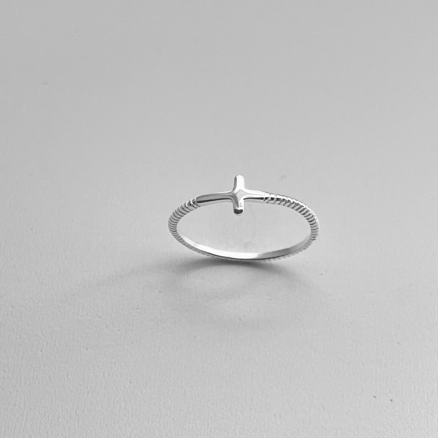Dainty Sideway Cross Sterling Silver Rope Ring, Silver Religious Ring, Silver Cross Ring, Rope Ring, Promise Cross Ring, Dainty Cross Ring