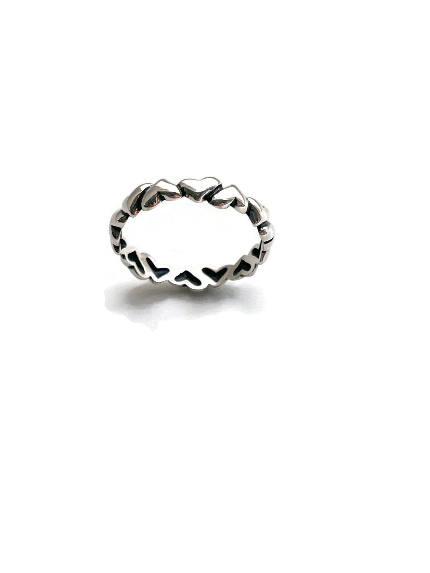 Sterling Silver Small Endless Hearts Band Ring, Tiny Hearts Ring, Silver Hearts Ring, Stacking Ring, Love Ring, Care Ring, Just Because Ring