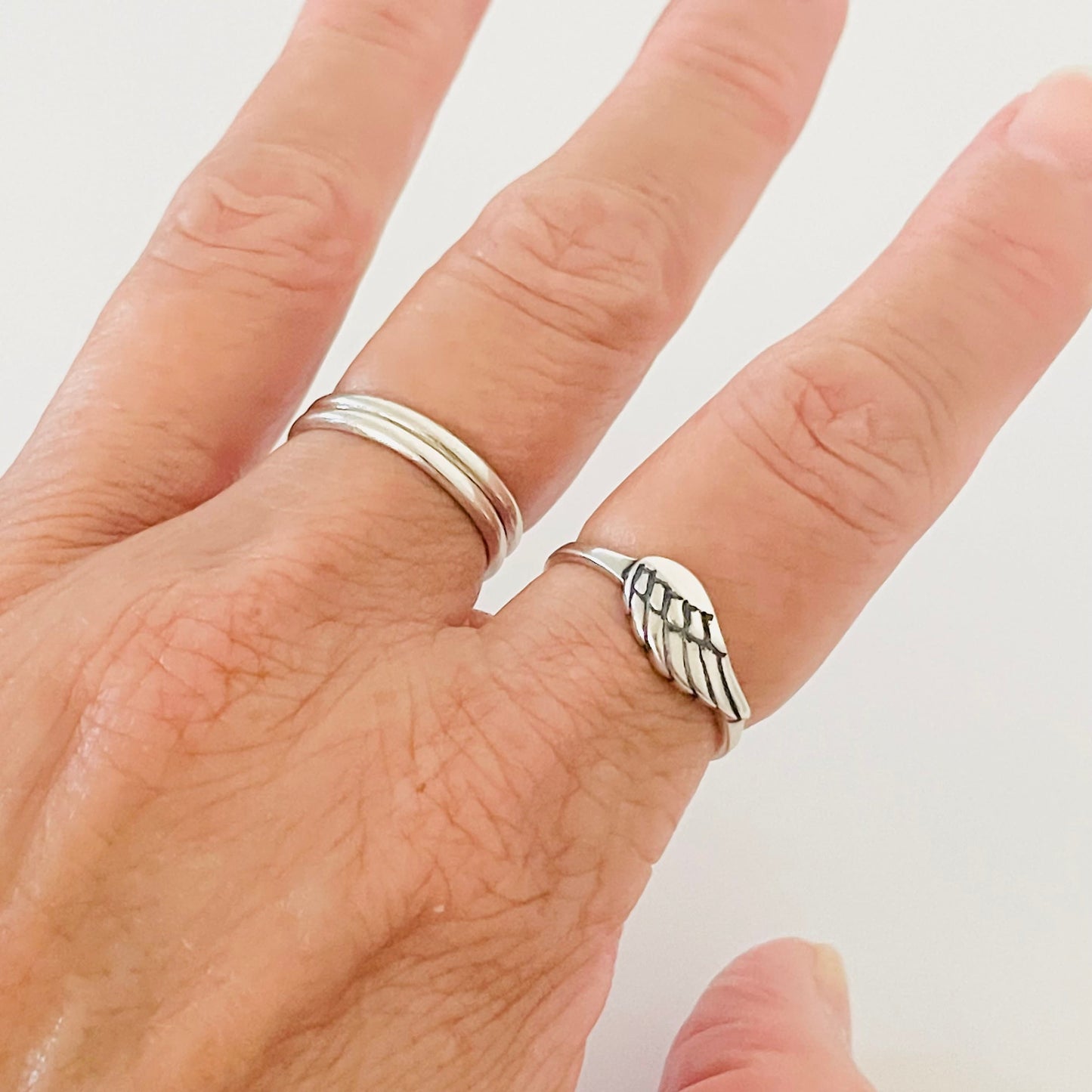 Sterling Silver Angel Wing Ring: Religious Feather Jewelry