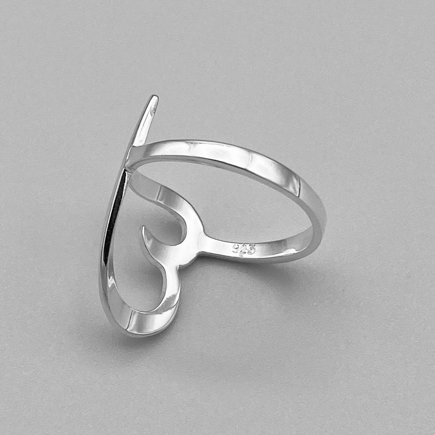 Sterling Silver Sideways Heart Ring: Promise Love Ring