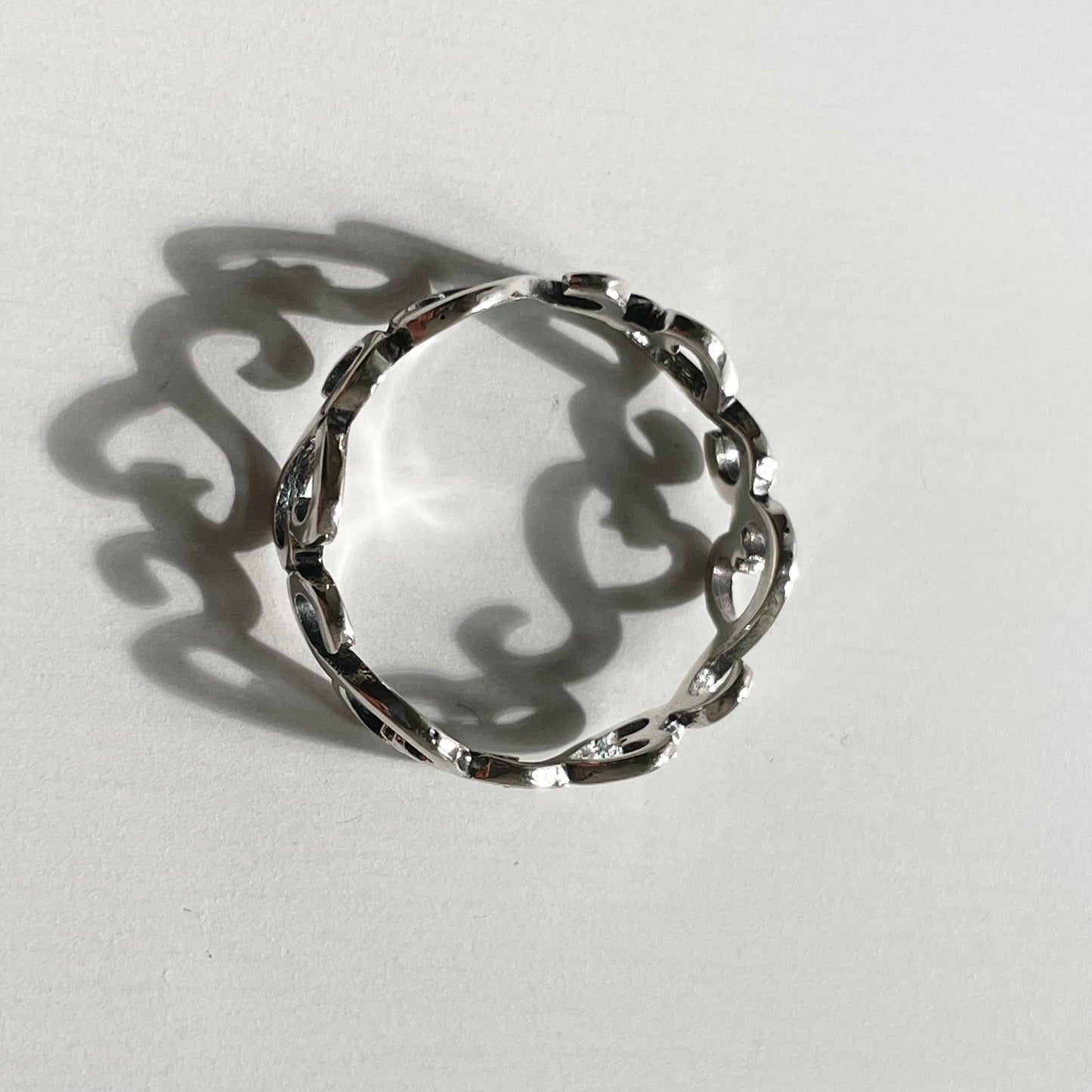 Sterling Silver Sideway Eternity Hearts Ring, Boho Ring, Heart Ring, Love Ring, Eternity Ring, Silver Ring, Promise Ring, Stackable Ring