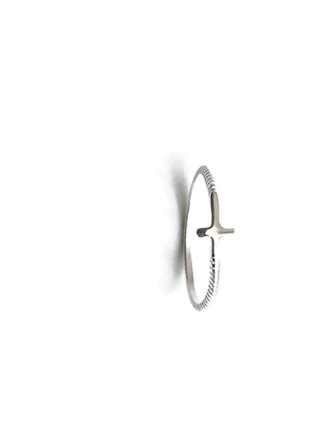 Tiny Cross Sterling Silver Ring - Religious Ring - Dainty Ring - Silver Ring - Cross Ring - Statement Ring