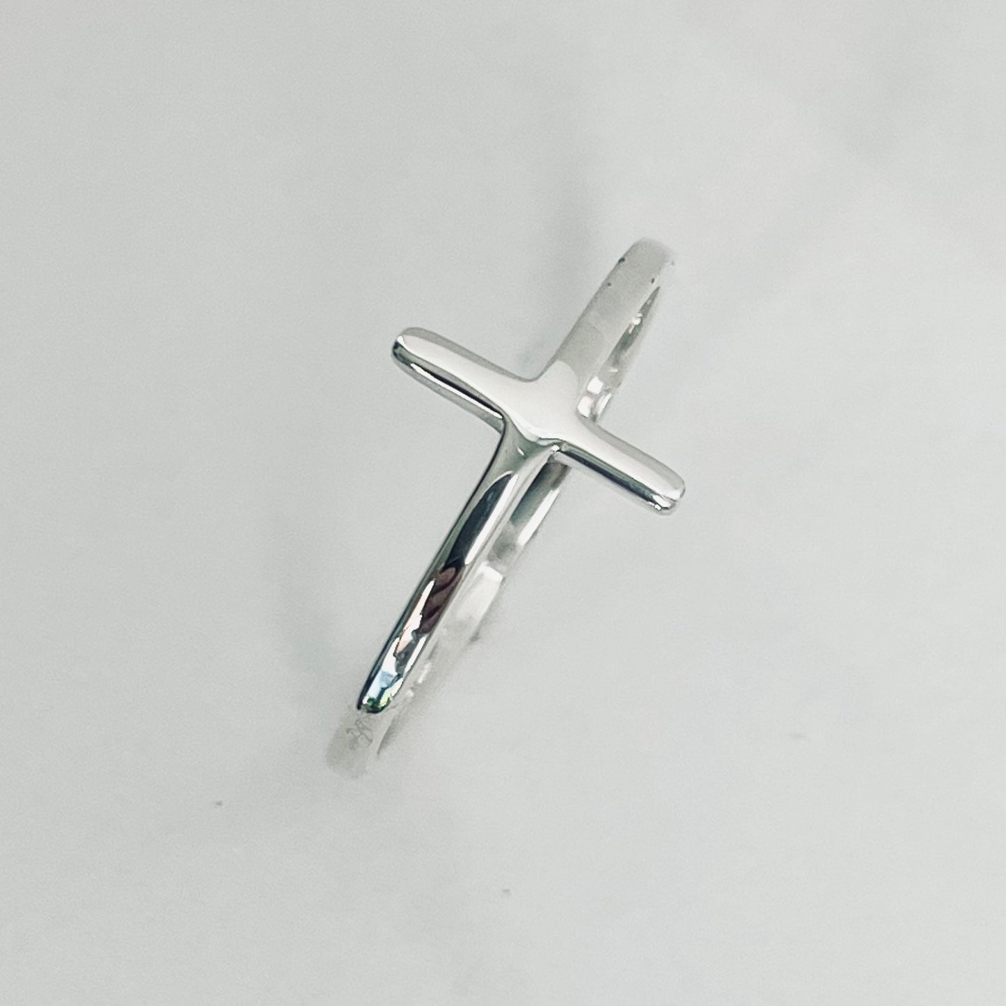 Sterling Silver High Polish Cross Ring, Cross Sideway Silver Ring, Religious Ring, Silver Cross Ring, Statement Ring, Dainty Silver Ring,