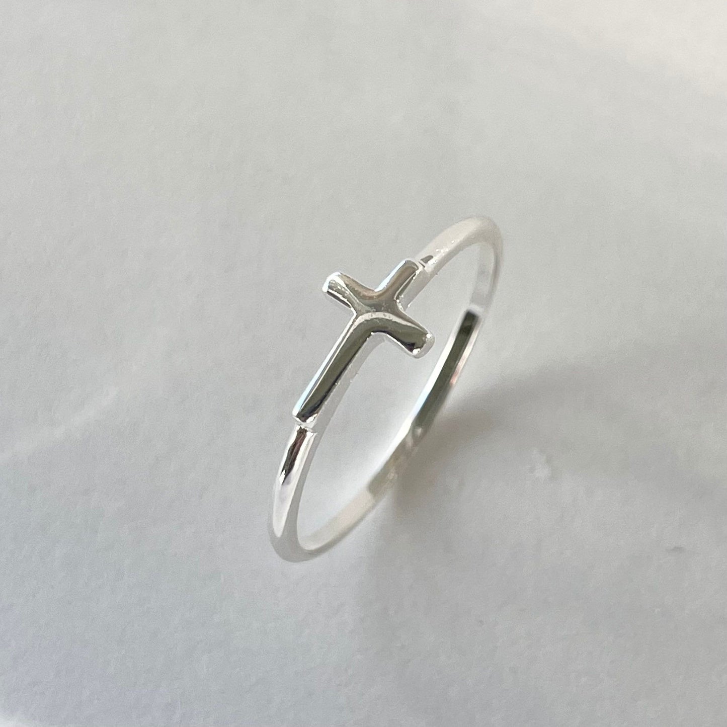 Tiny Cross Sterling Silver Ring - Religious Ring - Dainty Ring - Silver Ring - Cross Ring - Statement Ring