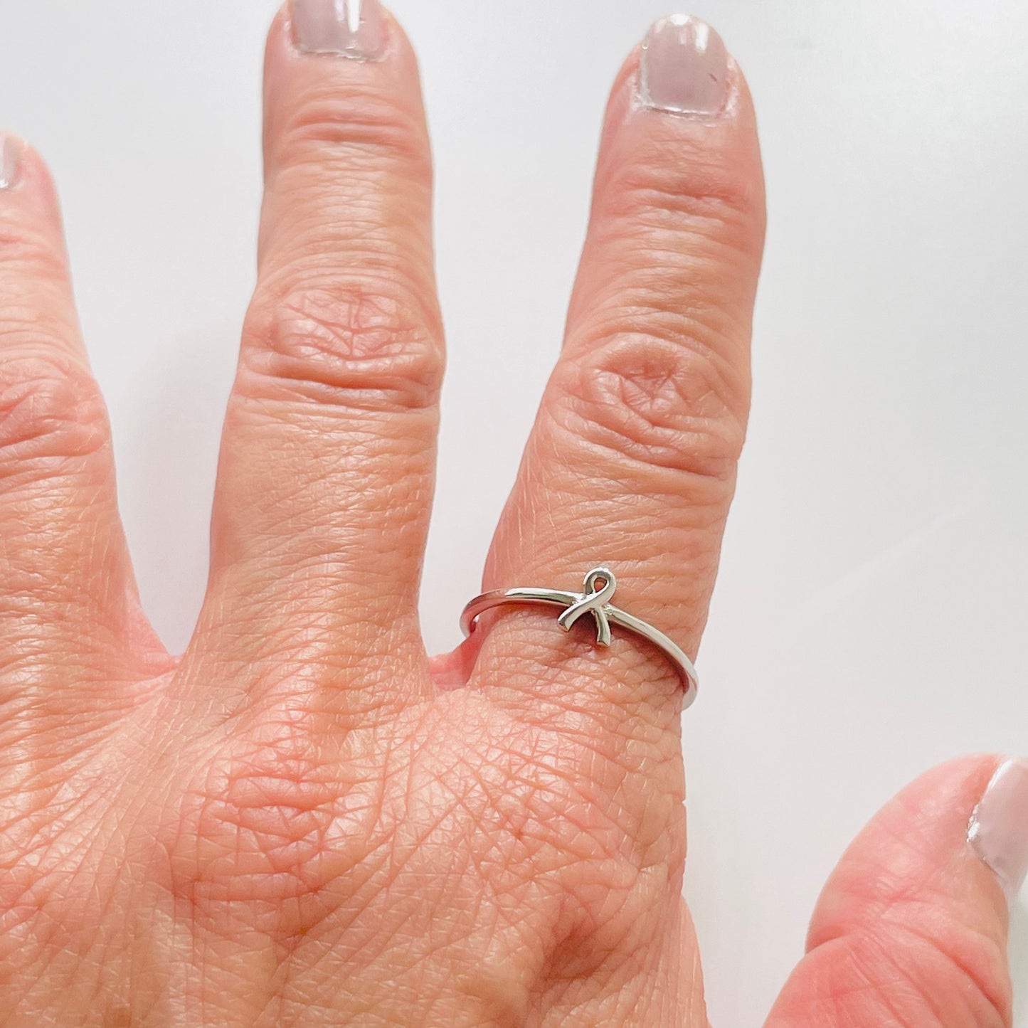 Sterling Silver Breast Cancer Ribbon Ring, Cancer Survivor, Danity Ring, simple ring, hope Ring silver dainty ring, silver ring,