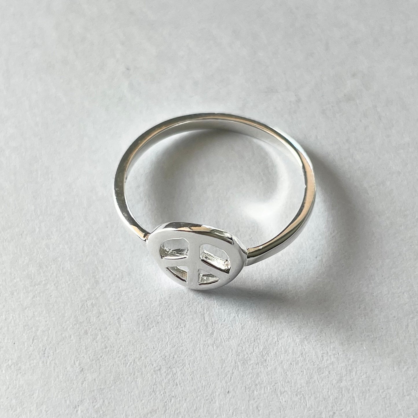 Dainty Peace Sign Sterling Silver Ring, Hippie Ring, Silver Peace Ring, Promise Peace Sign Ring, Peace Love Ring, Statement Peace Ring
