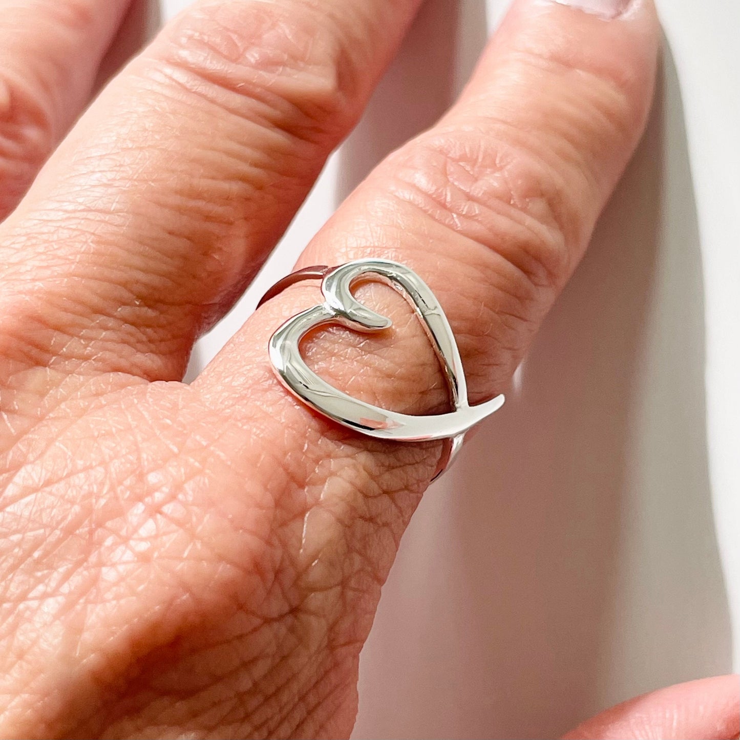 Sterling Silver Large Heart Ring, Sideway Heart Ring, Heart Ring, Silver Ring, Big Heart Ring, Love Ring, Hearts Love Ring, Promise Ring