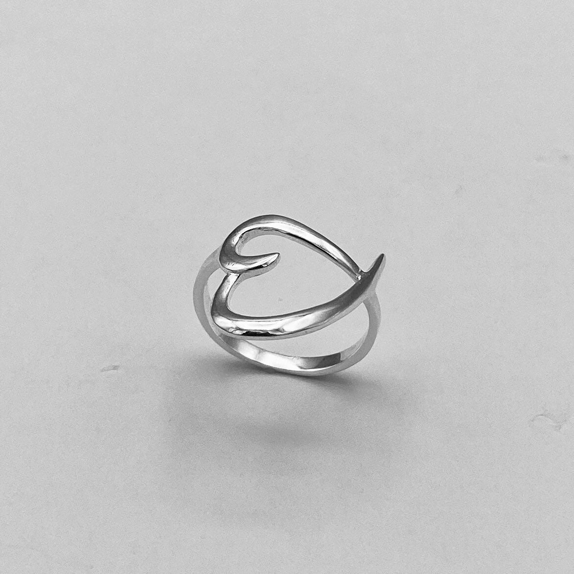 Sterling Silver Large Heart Ring, Sideway Heart Ring, Heart Ring, Silver Ring, Big Heart Ring, Love Ring, Hearts Love Ring, Promise Ring