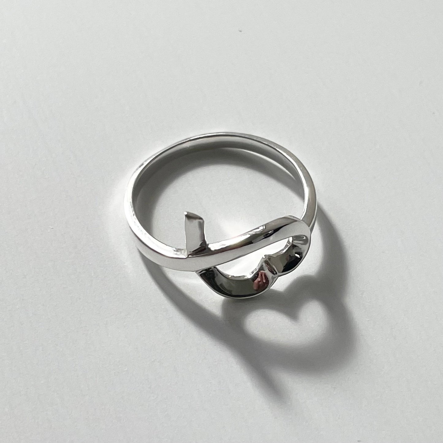 Sterling Silver Open Heart Crossover Ring: Boho Promise Ring