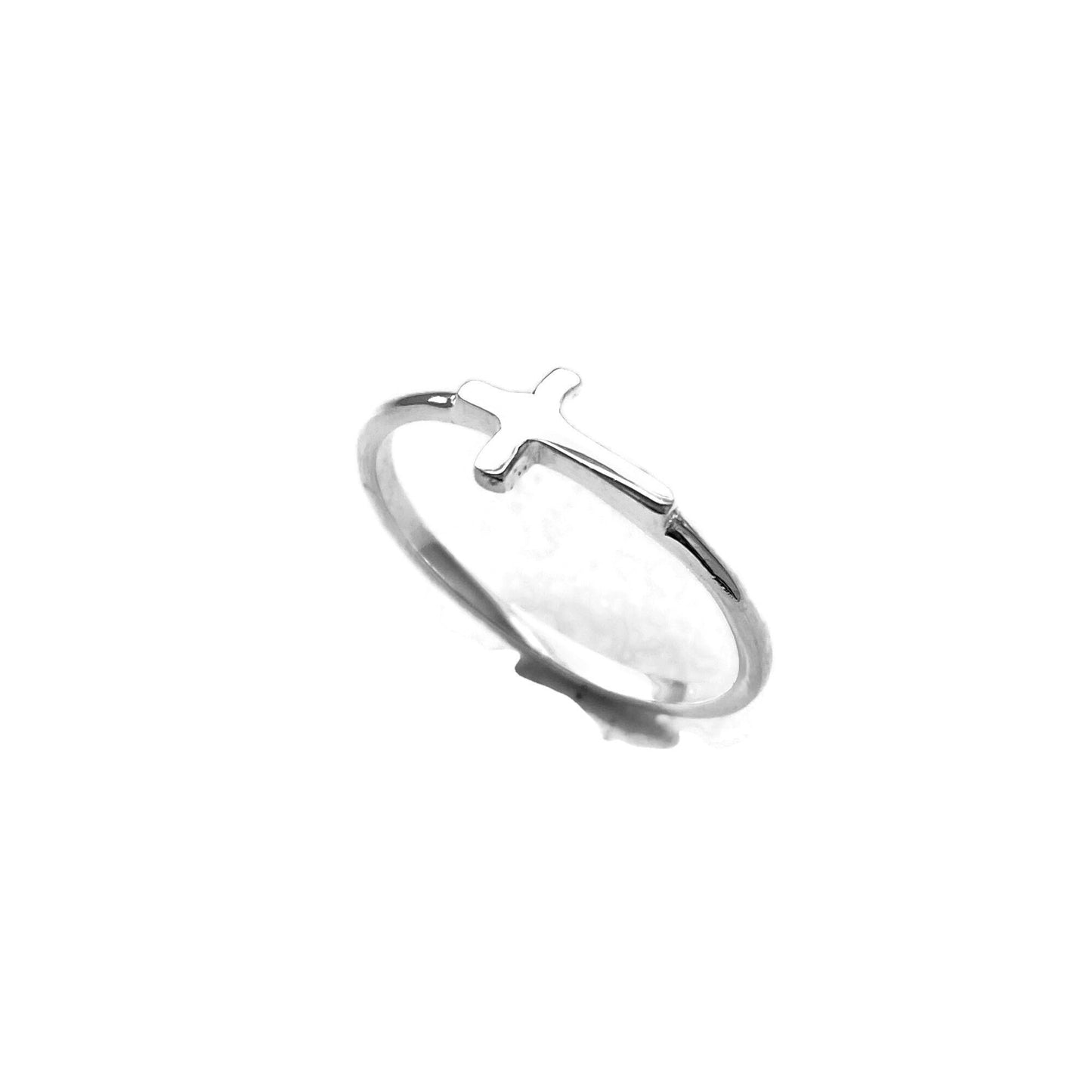Tiny Cross Sterling Silver Ring - Religious Ring - Dainty Ring - Silver Ring - Cross Ring - Statement Ring