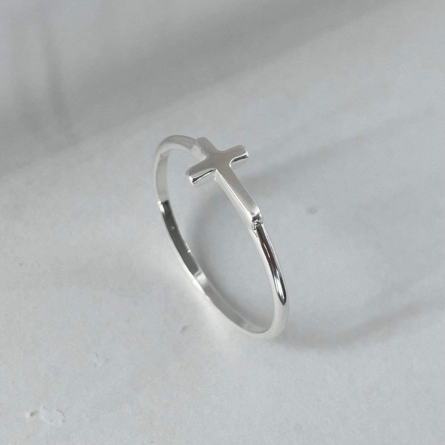 Tiny Cross Sterling Silver Ring - Religious Ring - Dainty Ring - Silver Ring - Cross Ring - Statement Ring