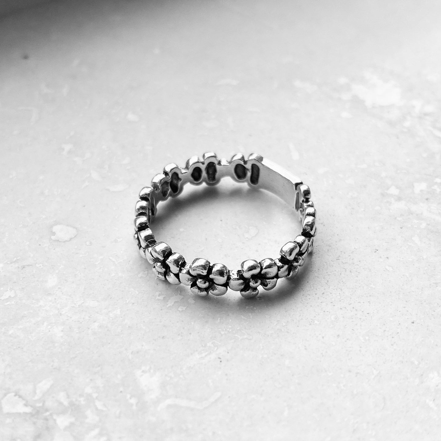 Forget Me Not Flower Sterling Silver Ring: Hawaii Wedding Band