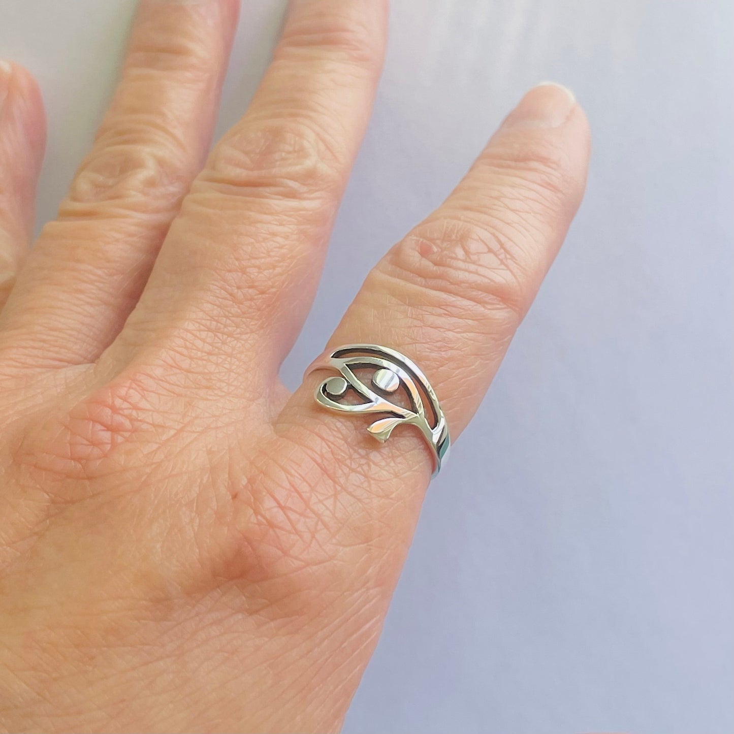 Sterling Silver Eye of Horus Ring: Religious Protection Jewelry