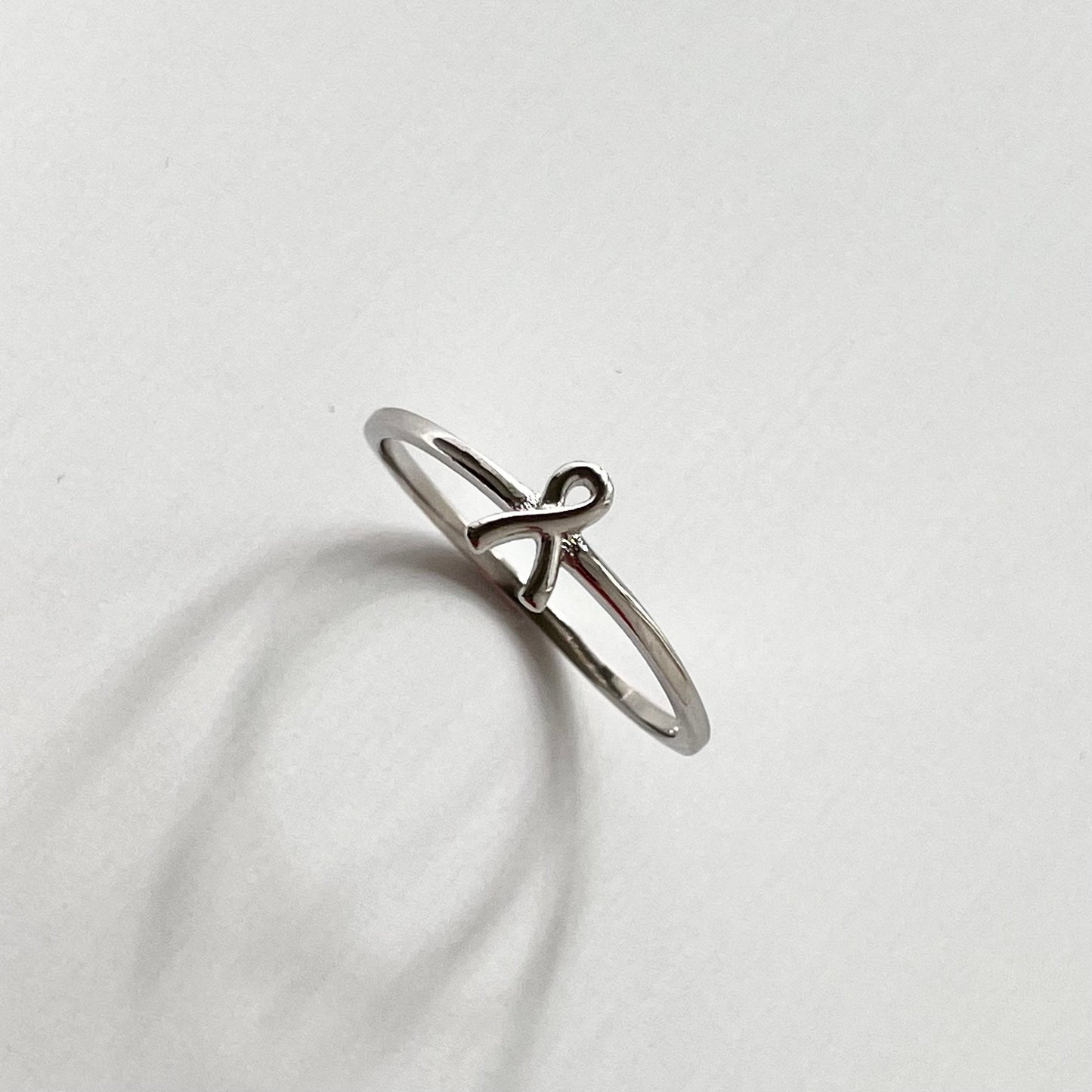 Sterling Silver Breast Cancer Ribbon Ring, Cancer Survivor, Danity Ring, simple ring, hope Ring silver dainty ring, silver ring,
