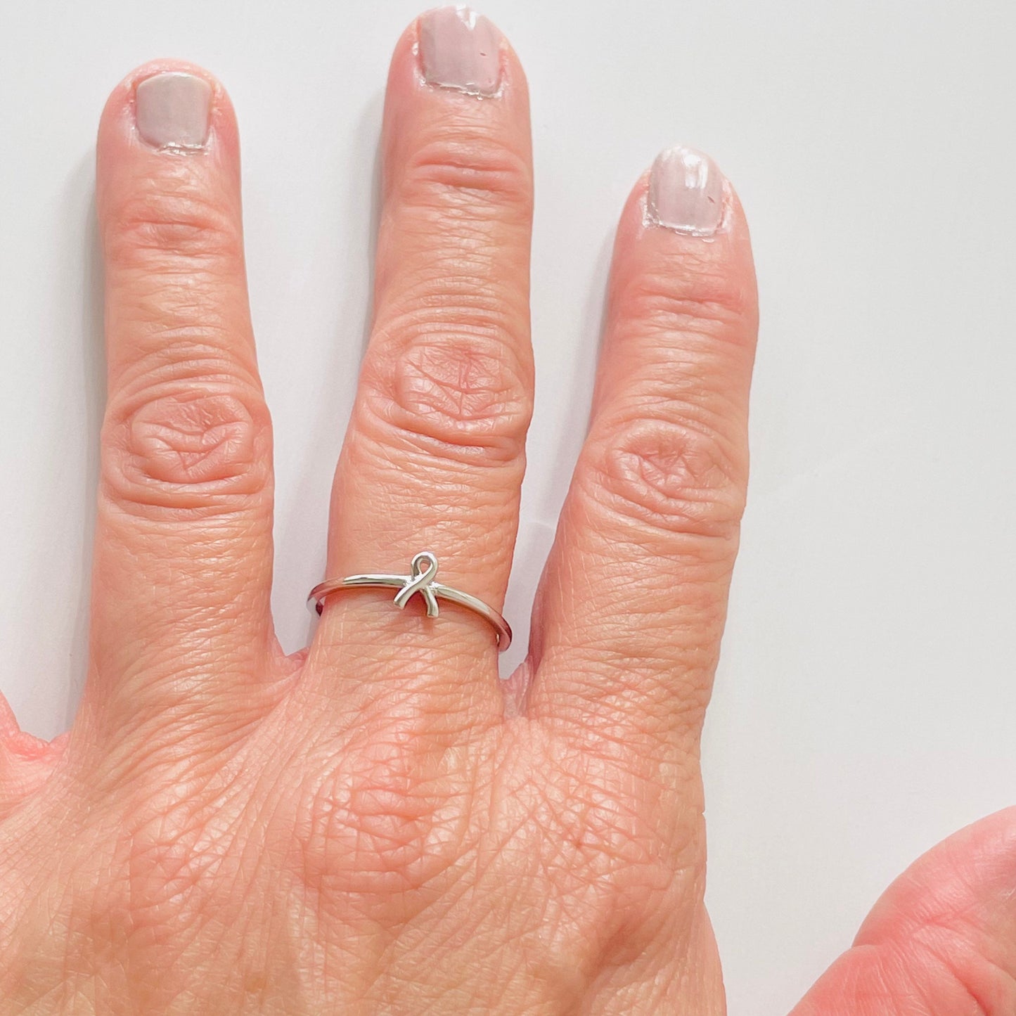 Sterling Silver Breast Cancer Ribbon Ring, Cancer Survivor, Danity Ring, simple ring, hope Ring silver dainty ring, silver ring,