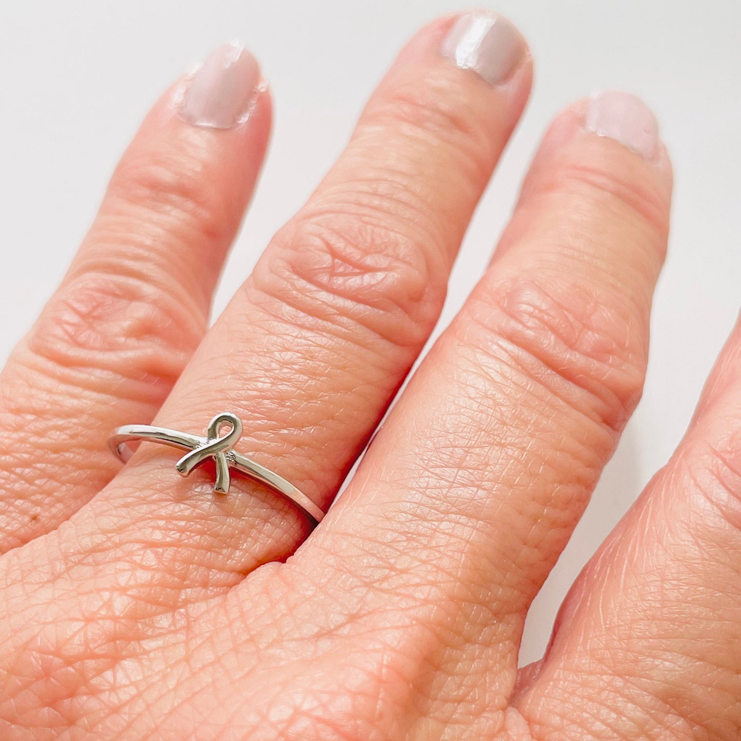 Sterling Silver Breast Cancer Ribbon Ring, Cancer Survivor, Danity Ring, simple ring, hope Ring silver dainty ring, silver ring,
