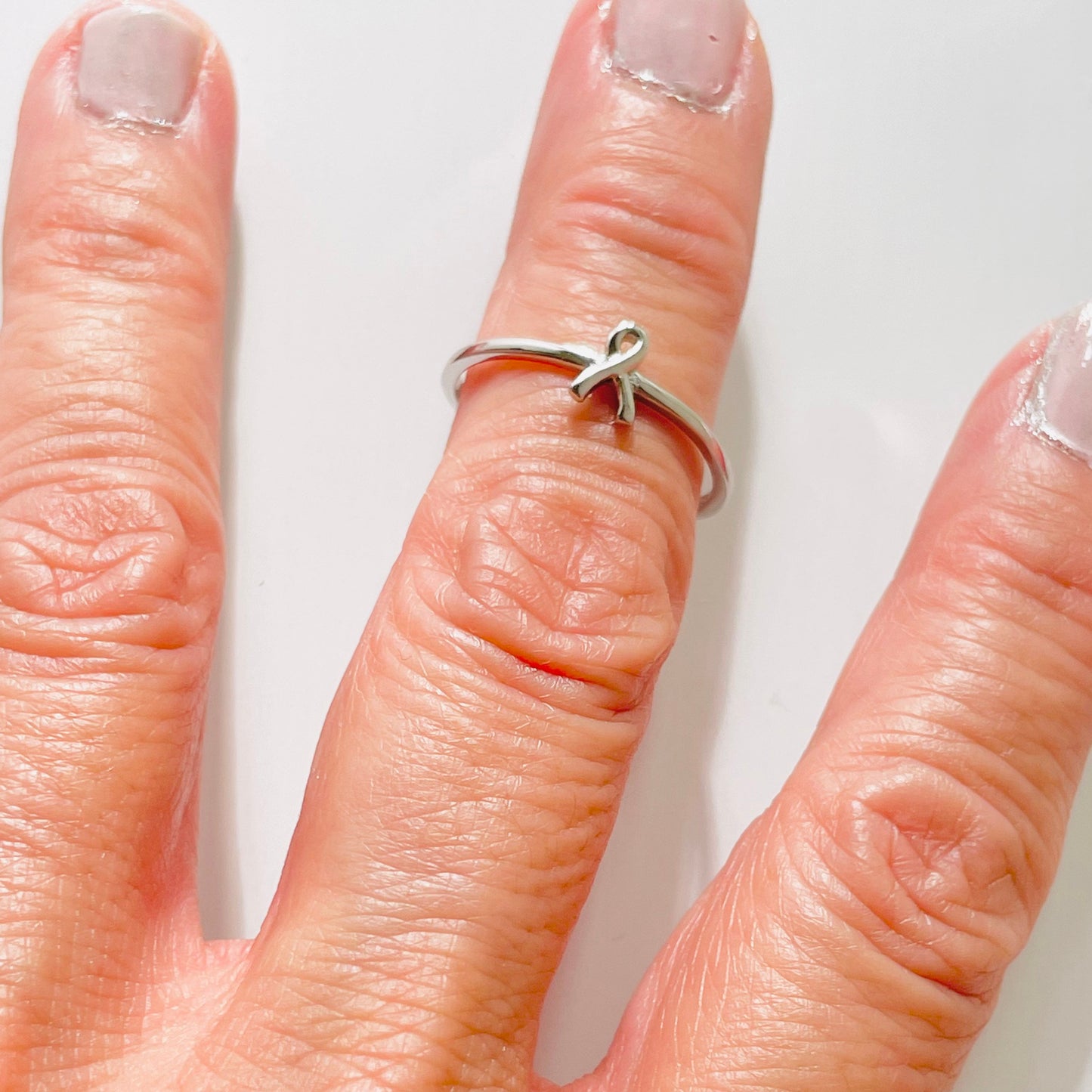 Sterling Silver Breast Cancer Ribbon Ring, Cancer Survivor, Danity Ring, simple ring, hope Ring silver dainty ring, silver ring,