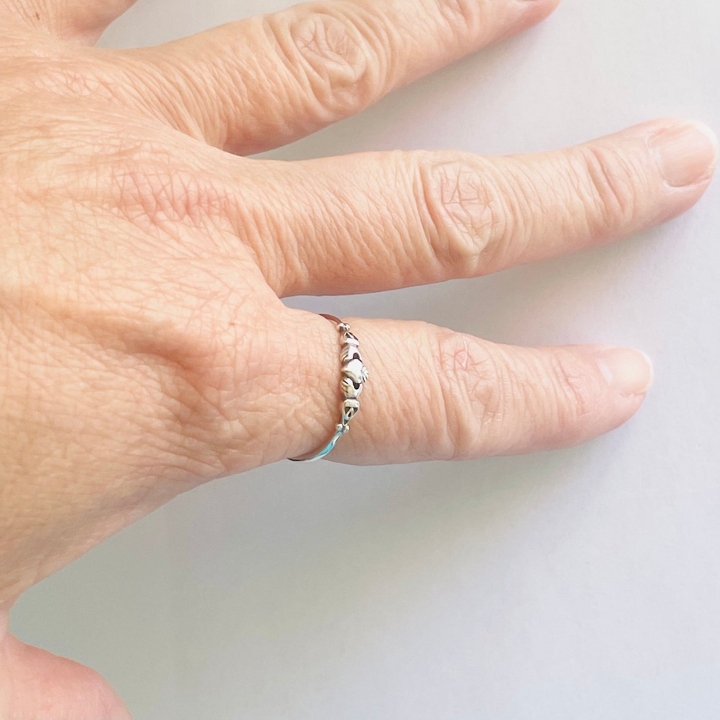 Sterling Silver Dainty Irish Claddagh Ring, Silver Irish Ring, Heart Toe Ring, Silver Claddagh Ring, Loyalty Ring, Silver Friendship Ring.