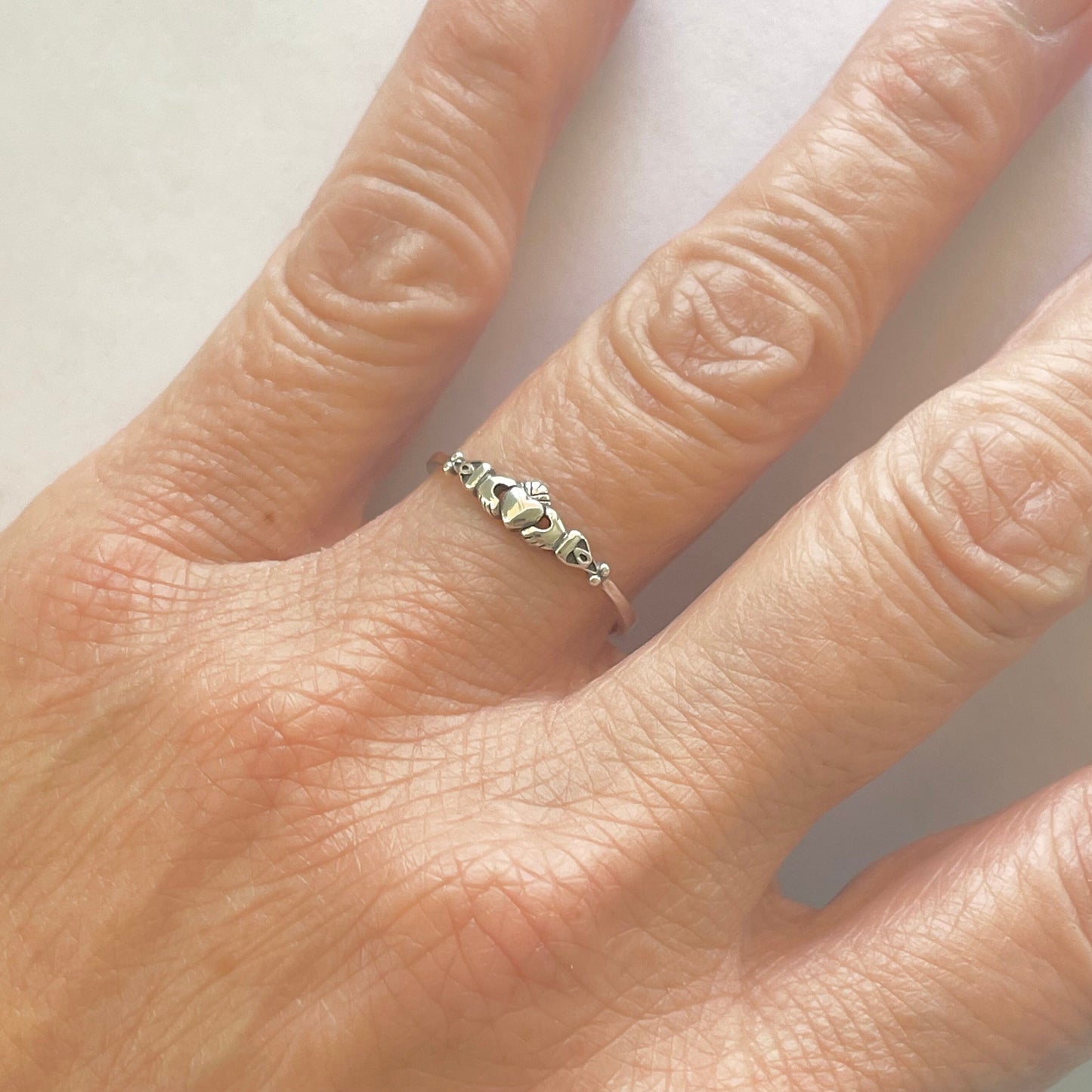 Sterling Silver Dainty Irish Claddagh Ring, Silver Irish Ring, Heart Toe Ring, Silver Claddagh Ring, Loyalty Ring, Silver Friendship Ring.