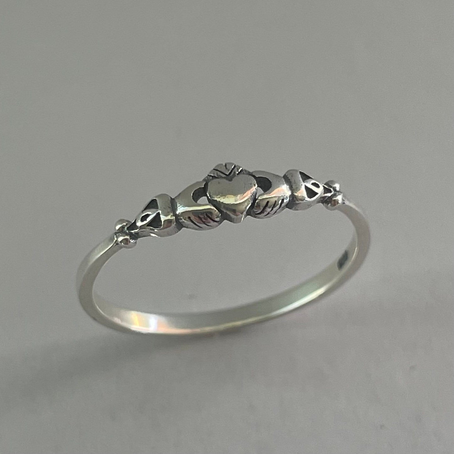 Sterling Silver Dainty Irish Claddagh Ring, Silver Irish Ring, Heart Toe Ring, Silver Claddagh Ring, Loyalty Ring, Silver Friendship Ring.