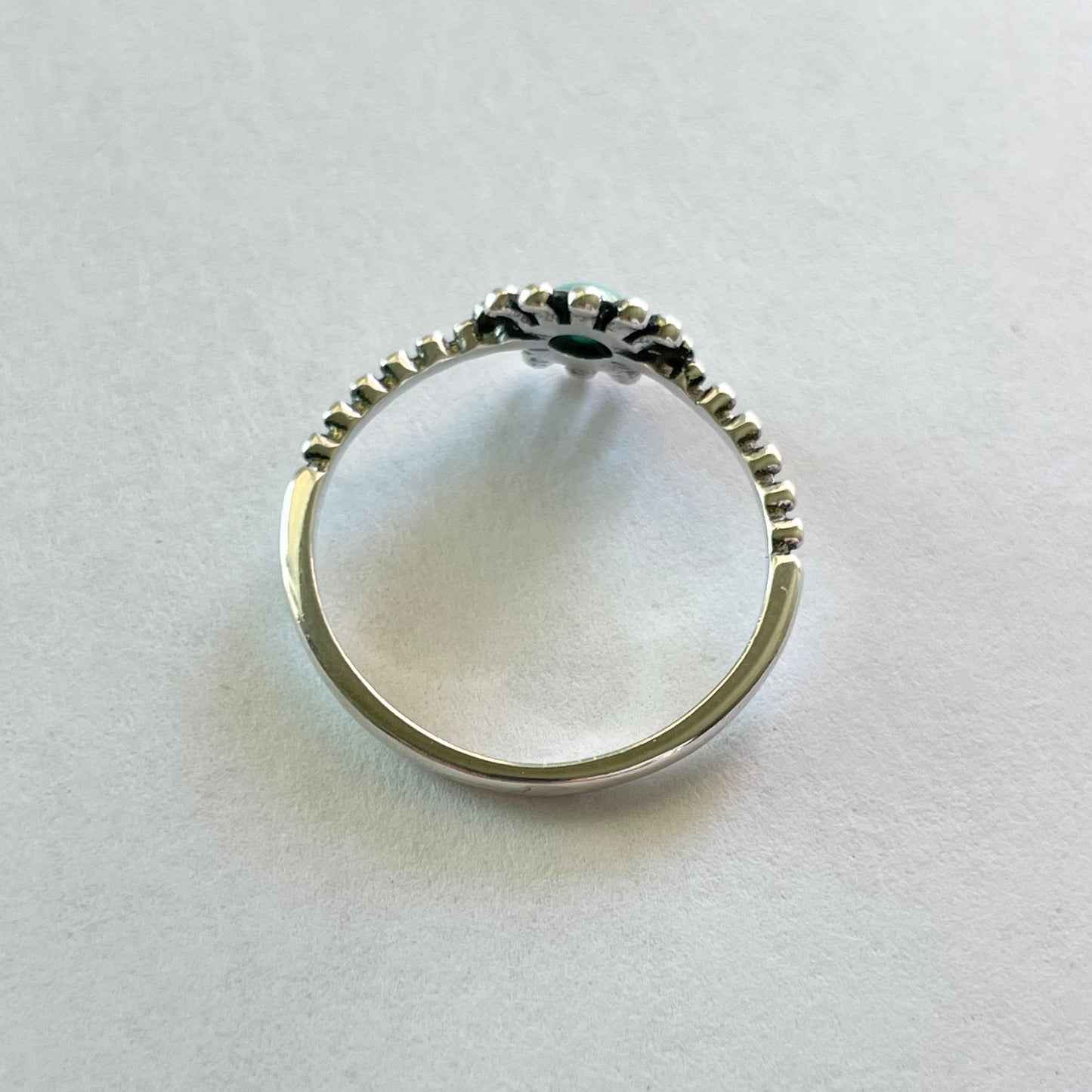 Sterling Silver Daisy Flower Simulated Turquoise Ring, Dainty Daisy Ring, Silver Flower Ring, Silver Turquoise Ring, Boho Ring, Flower Ring