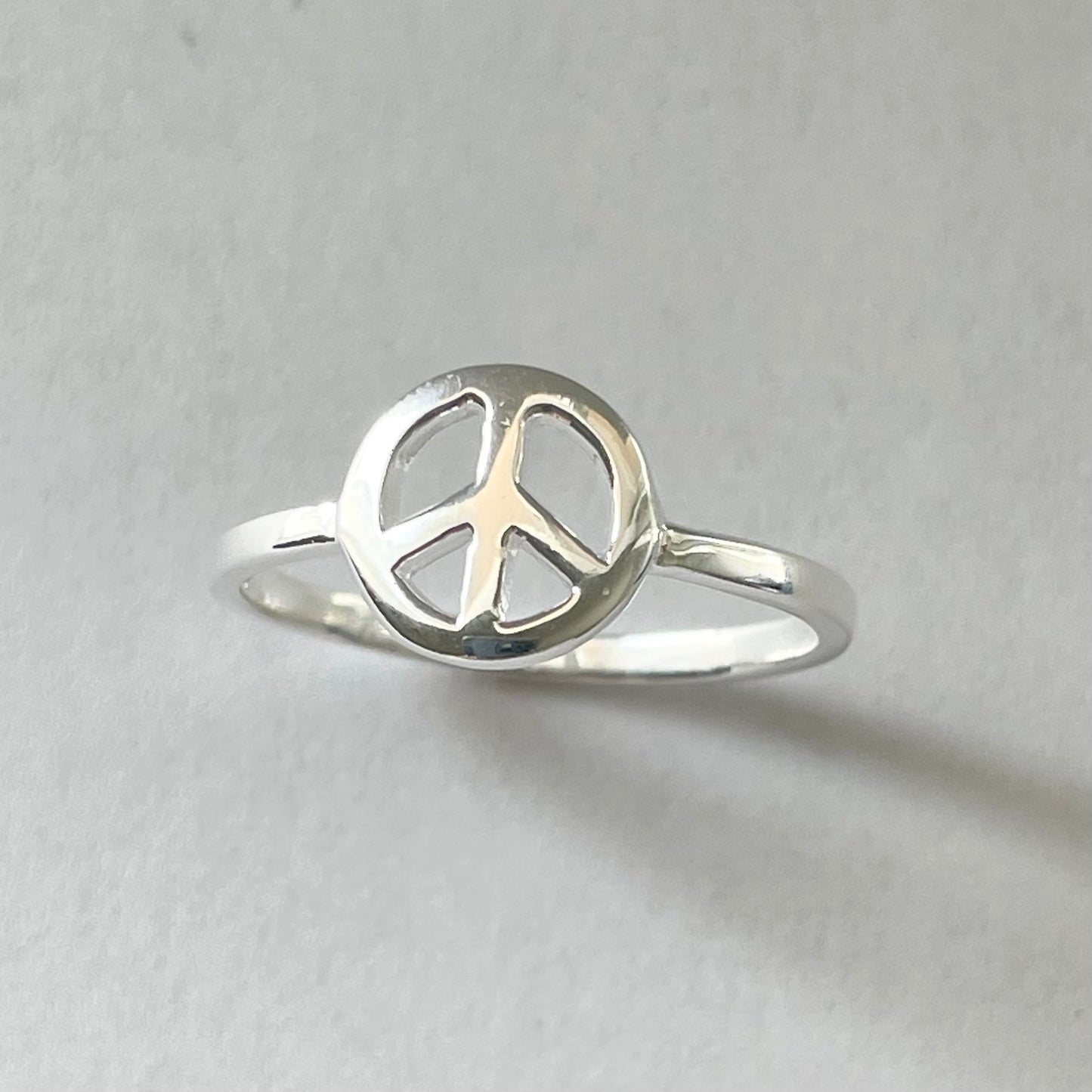 Dainty Peace Sign Sterling Silver Ring, Hippie Ring, Silver Peace Ring, Promise Peace Sign Ring, Peace Love Ring, Statement Peace Ring