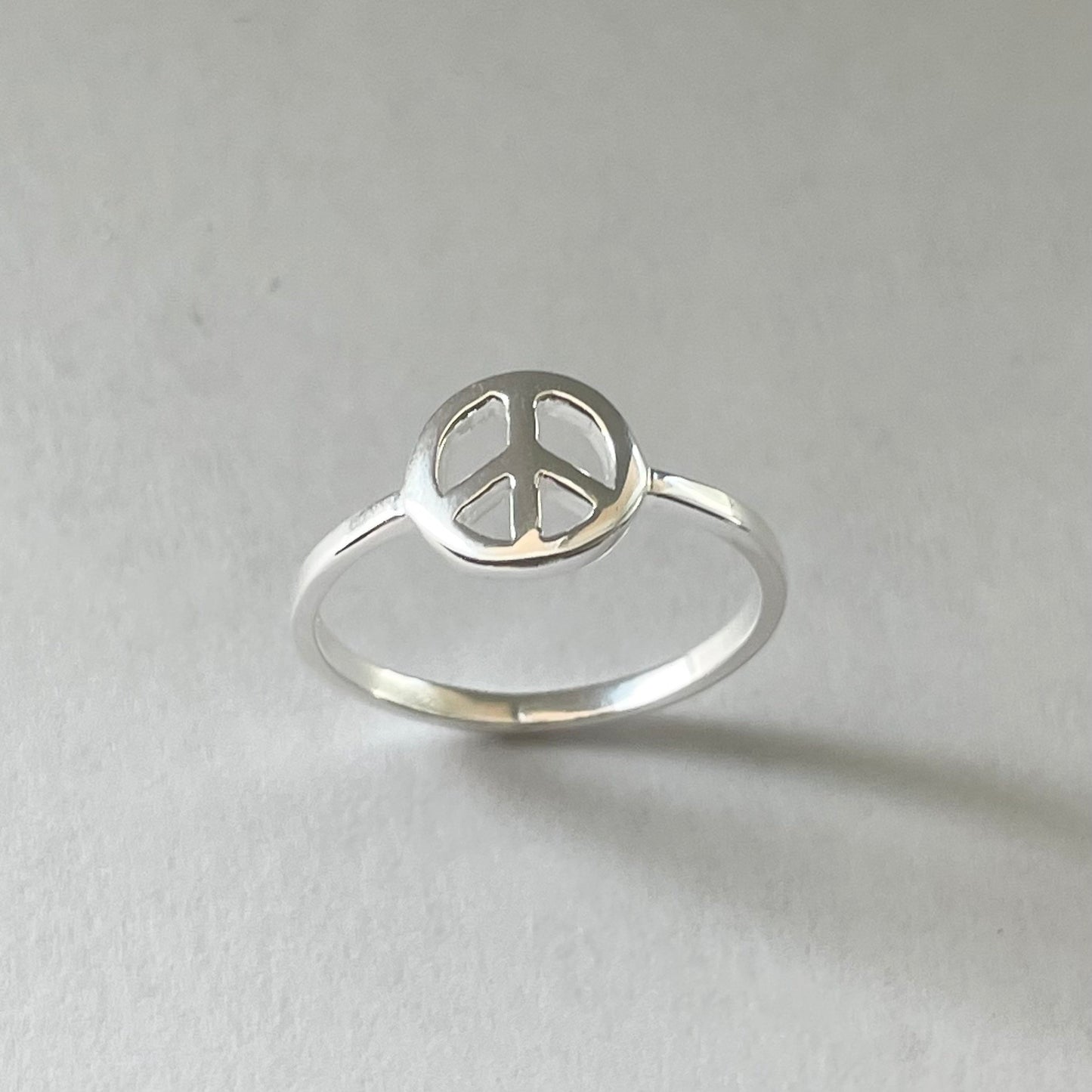 Dainty Peace Sign Sterling Silver Ring, Hippie Ring, Silver Peace Ring, Promise Peace Sign Ring, Peace Love Ring, Statement Peace Ring