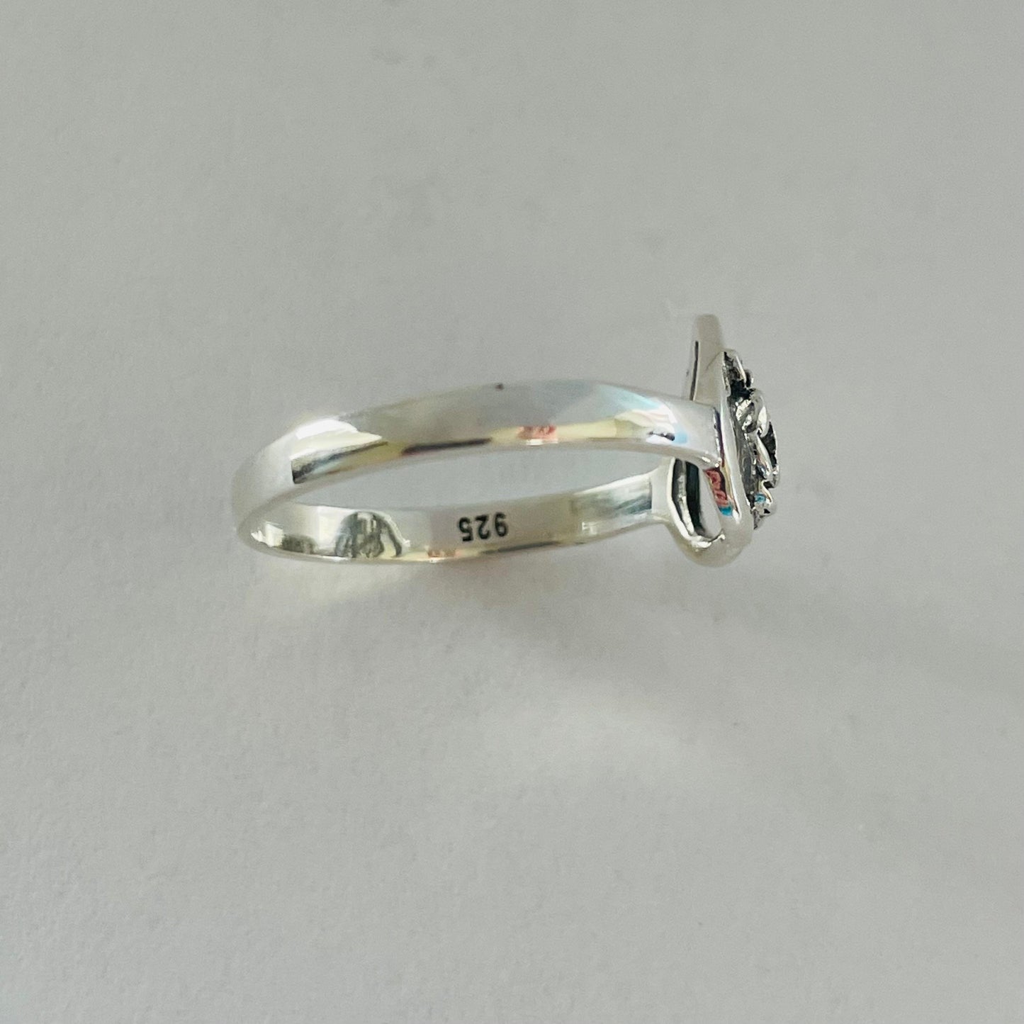 Oxidized Sterling Silver Rose Heart Ring: Boho Flower Jewelry