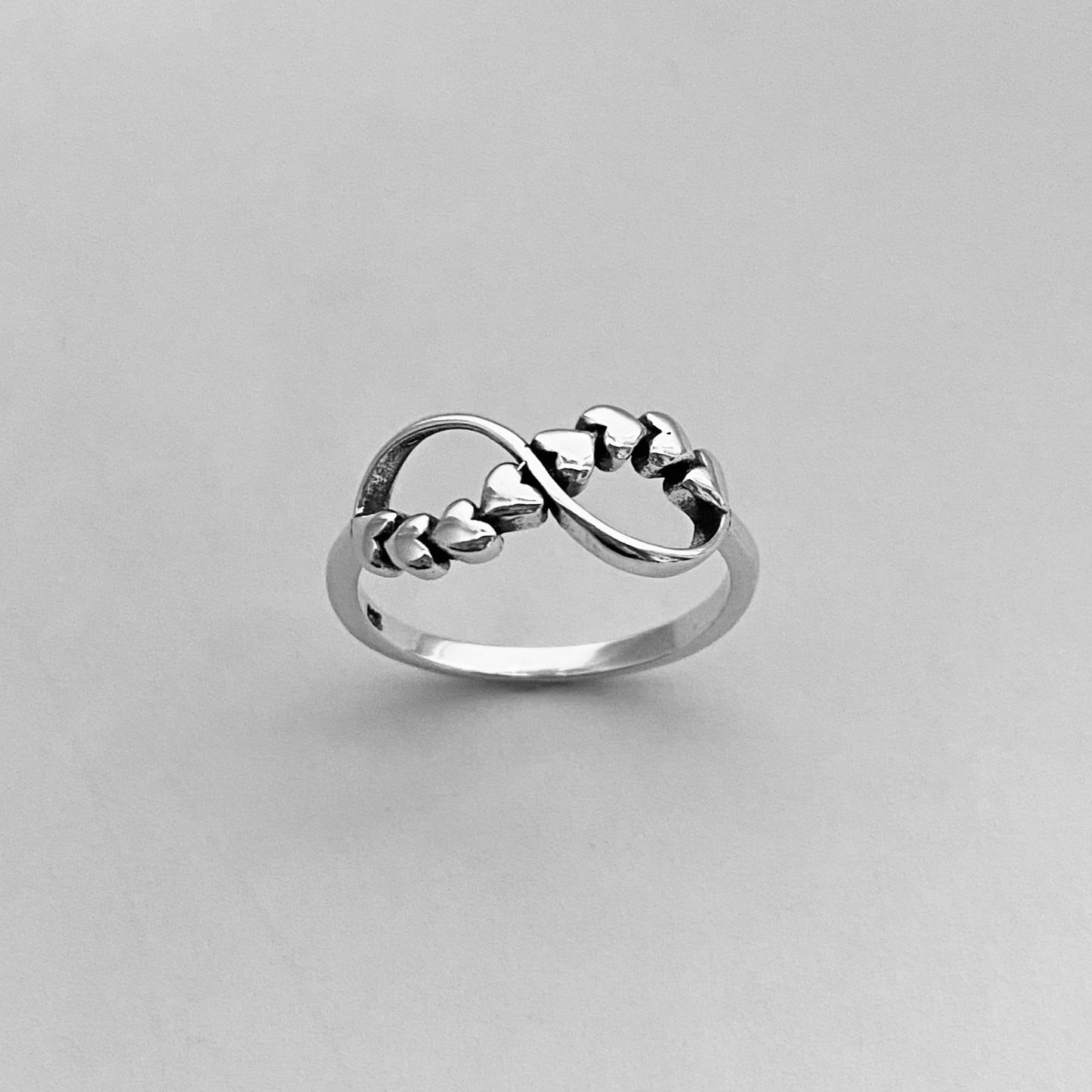 Sterling Silver Infinity Hearts Ring, Silver Infinity Ring, Silver Hearts Ring, Promise Infinity Ring, Promise Hearts Ring, Statement Ring.