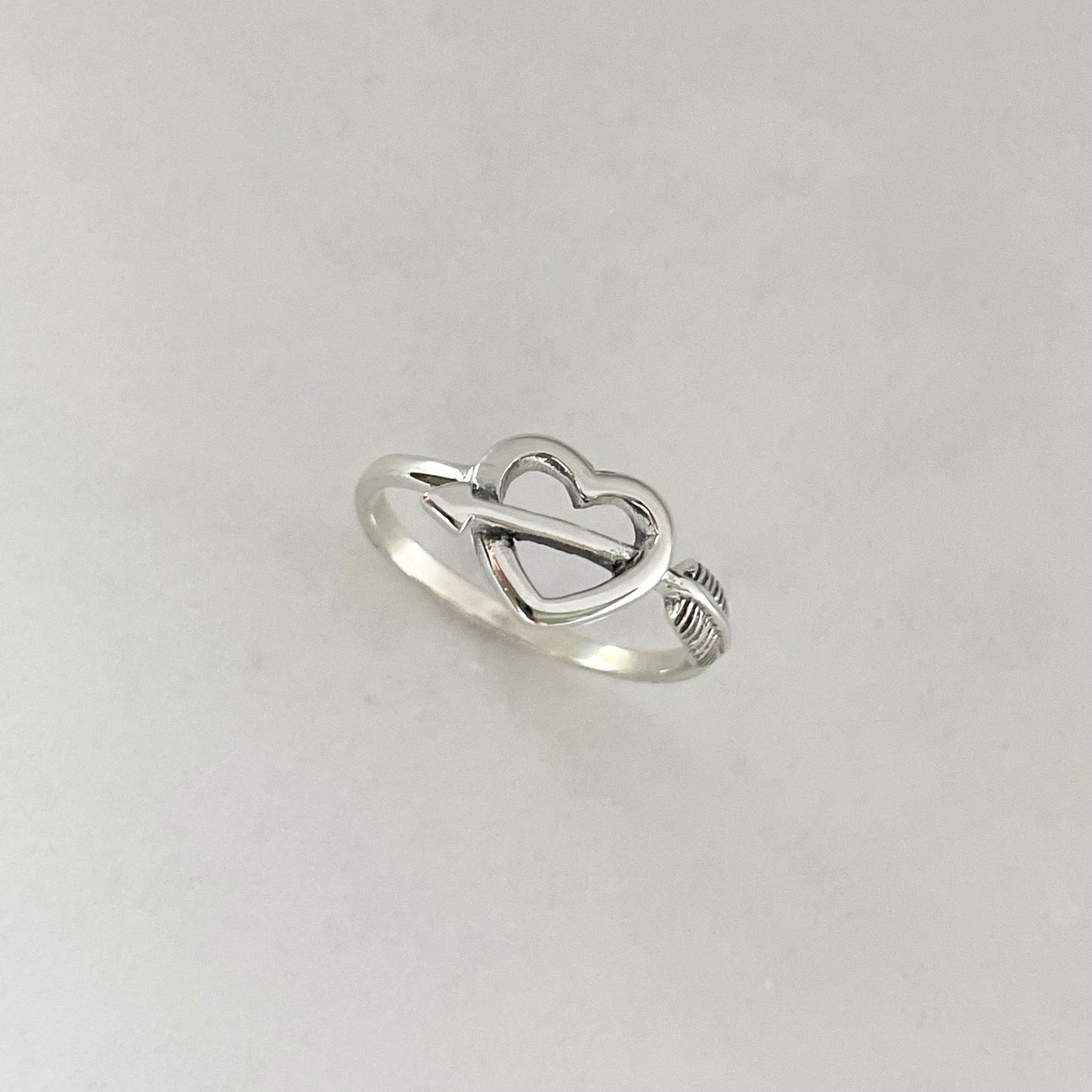 Sterling Silver Heart Arrow Ring: Boho Love Jewelry