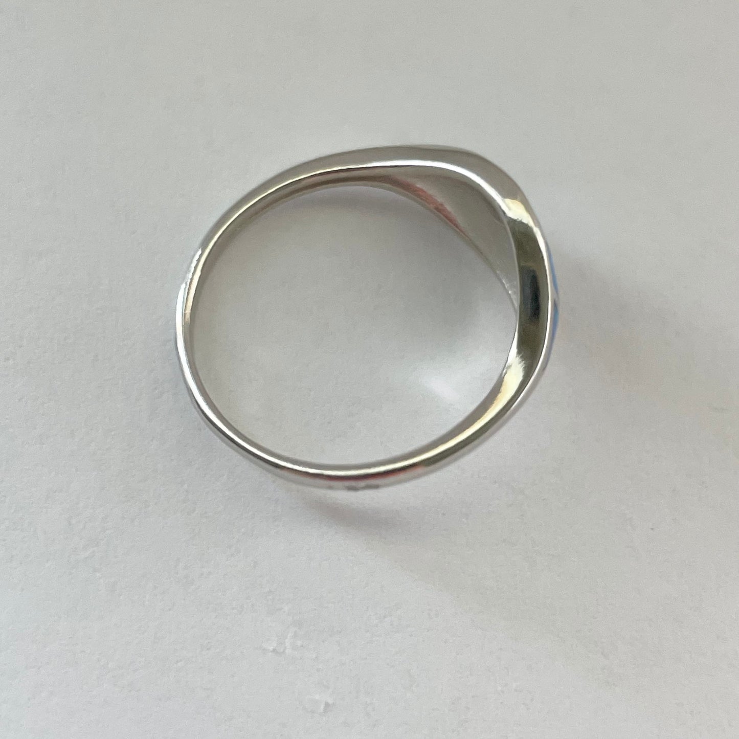 Sterling Silver Zigzag Blue Lab Opal Ring: Boho Statement Jewelry