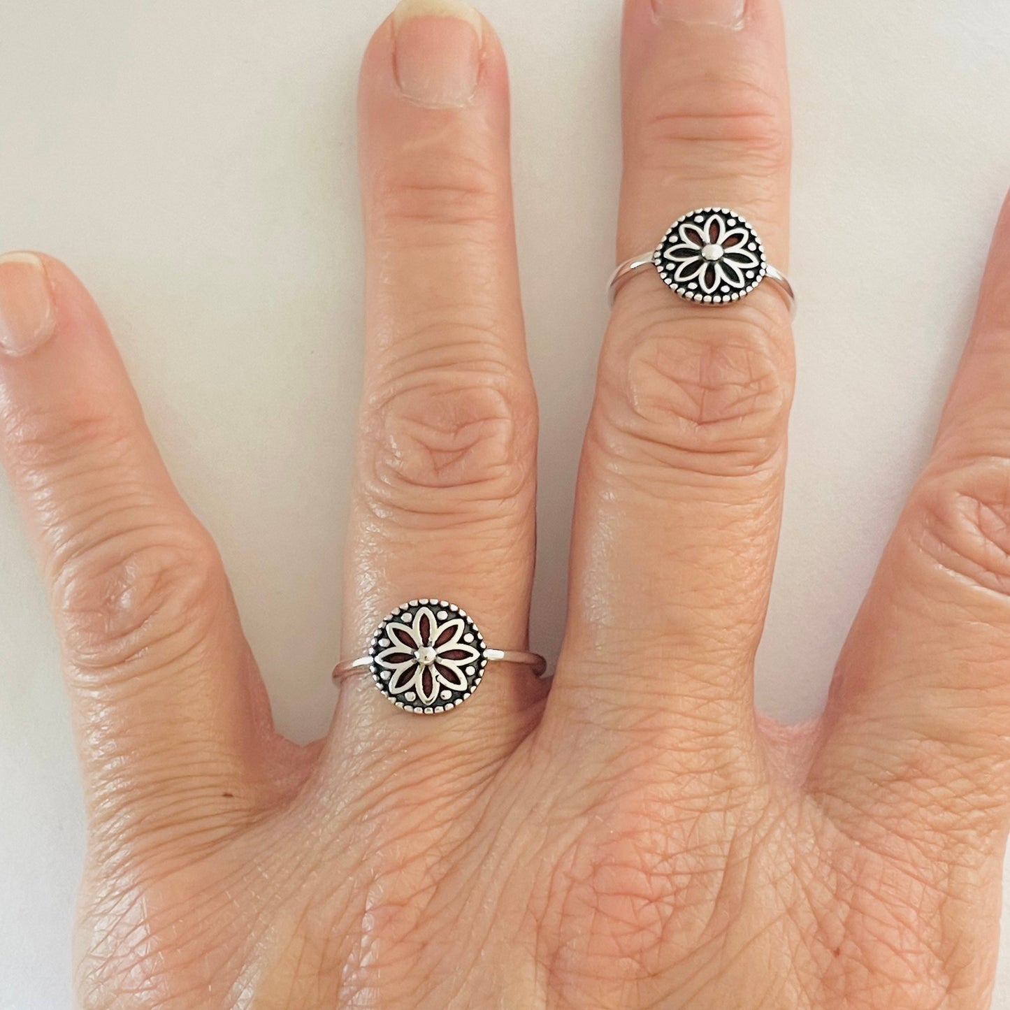 Sterling Silver Danity Mandala Flower Ring, Silver Mandala Ring, Spiritual Ring, Boho Ring, Flower Ring, Floral Ring, Silver Ring.