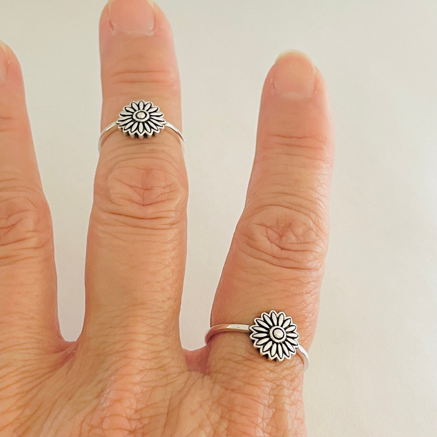 Dainty Sterling Silver Daisy Ring: Boho Floral Promise Ring