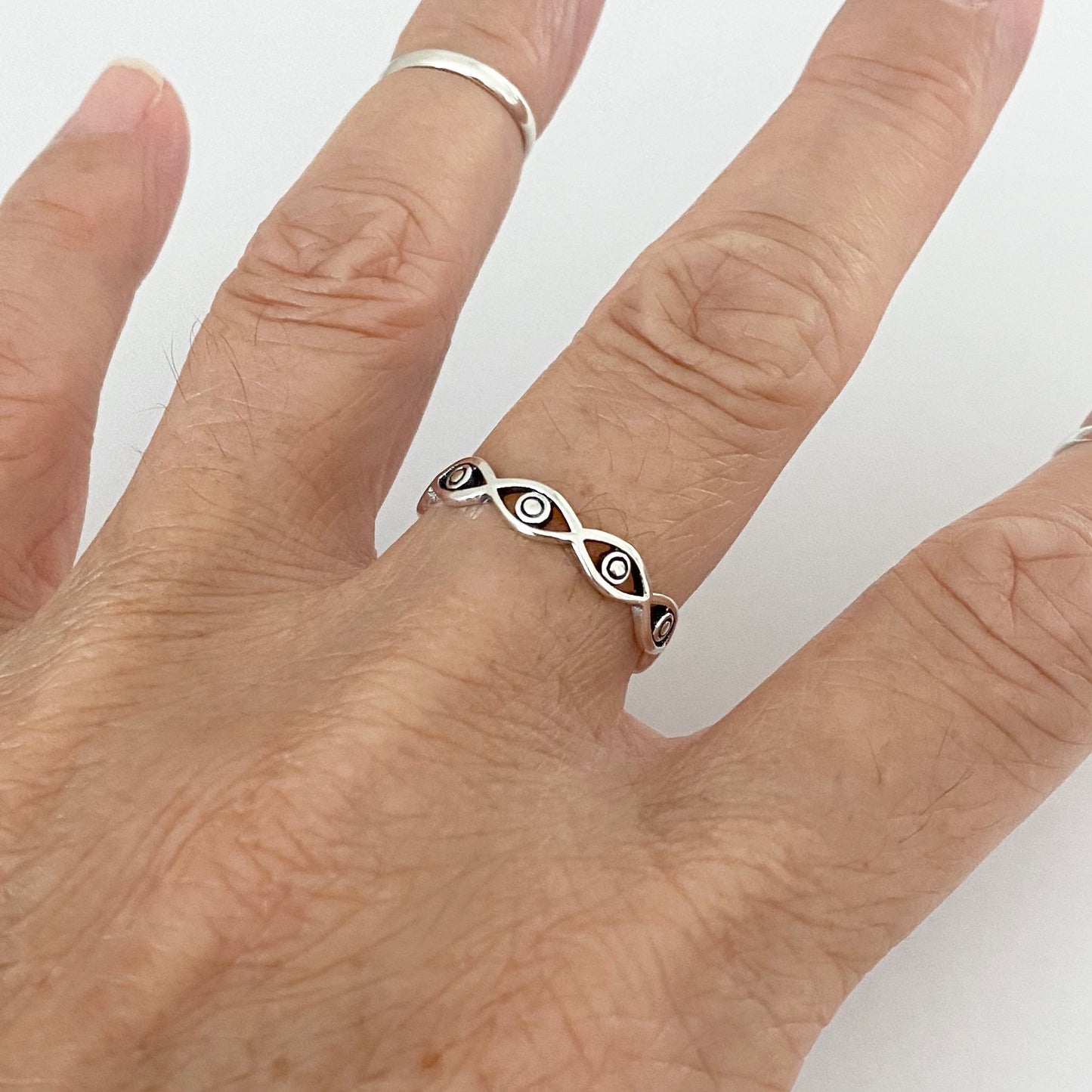Sterling Silver Eternity Seeing Eyes Ring, Eyes of Hores Ring, All Seeing Eyes Ring, Religious Ring, Promise Eyes Ring, Silver Eyes Ring