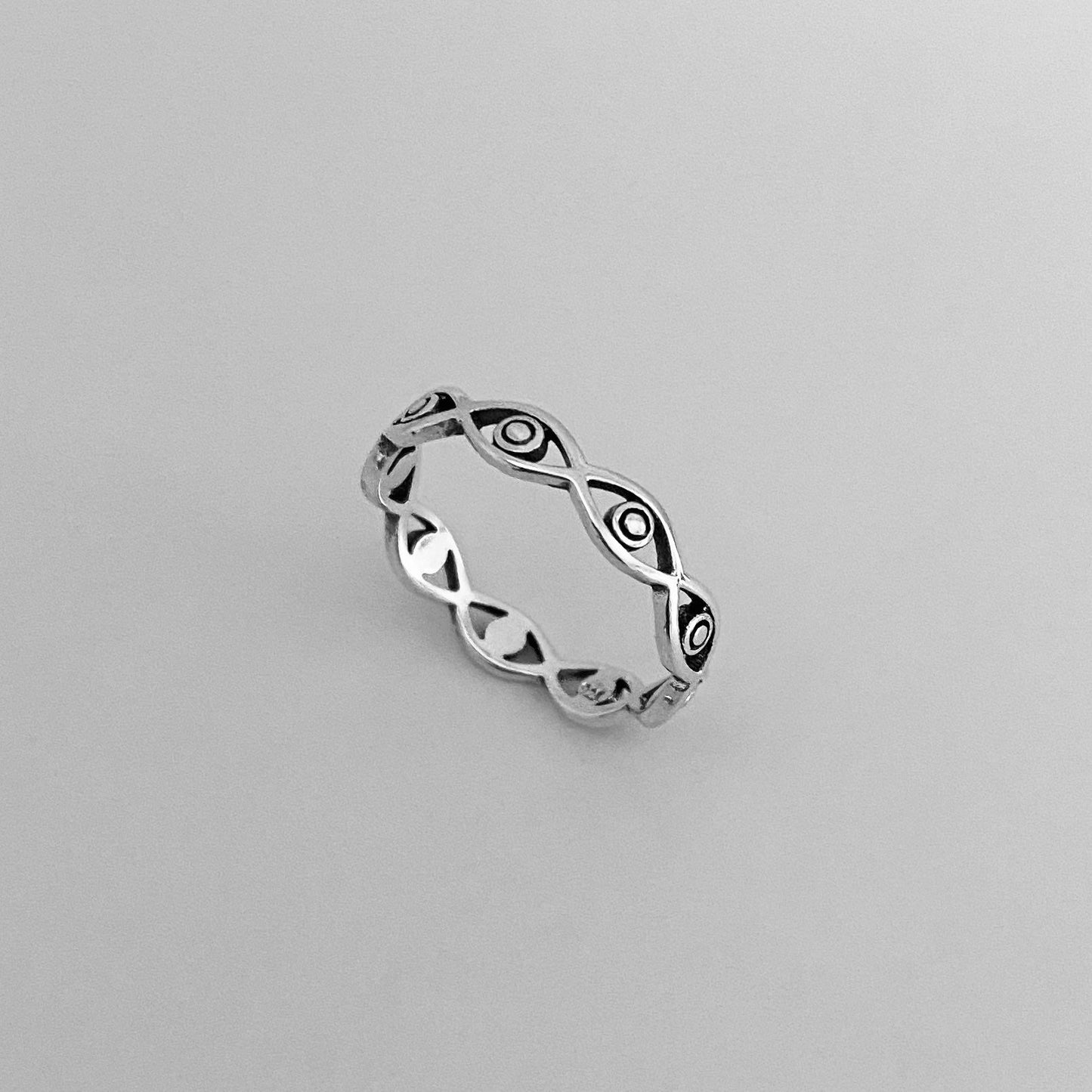 Sterling Silver Eternity Seeing Eyes Ring, Eyes of Hores Ring, All Seeing Eyes Ring, Religious Ring, Promise Eyes Ring, Silver Eyes Ring