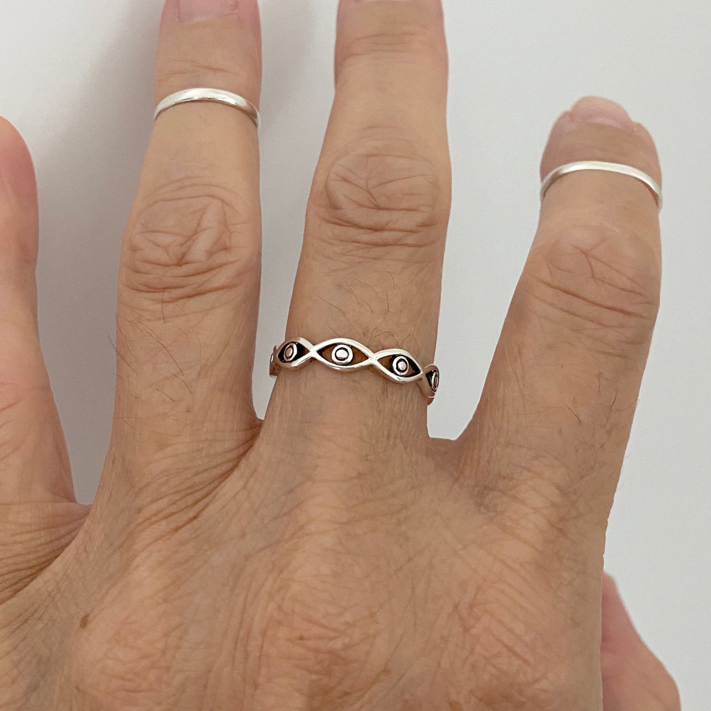 Sterling Silver Eternity Seeing Eyes Ring, Eyes of Hores Ring, All Seeing Eyes Ring, Religious Ring, Promise Eyes Ring, Silver Eyes Ring
