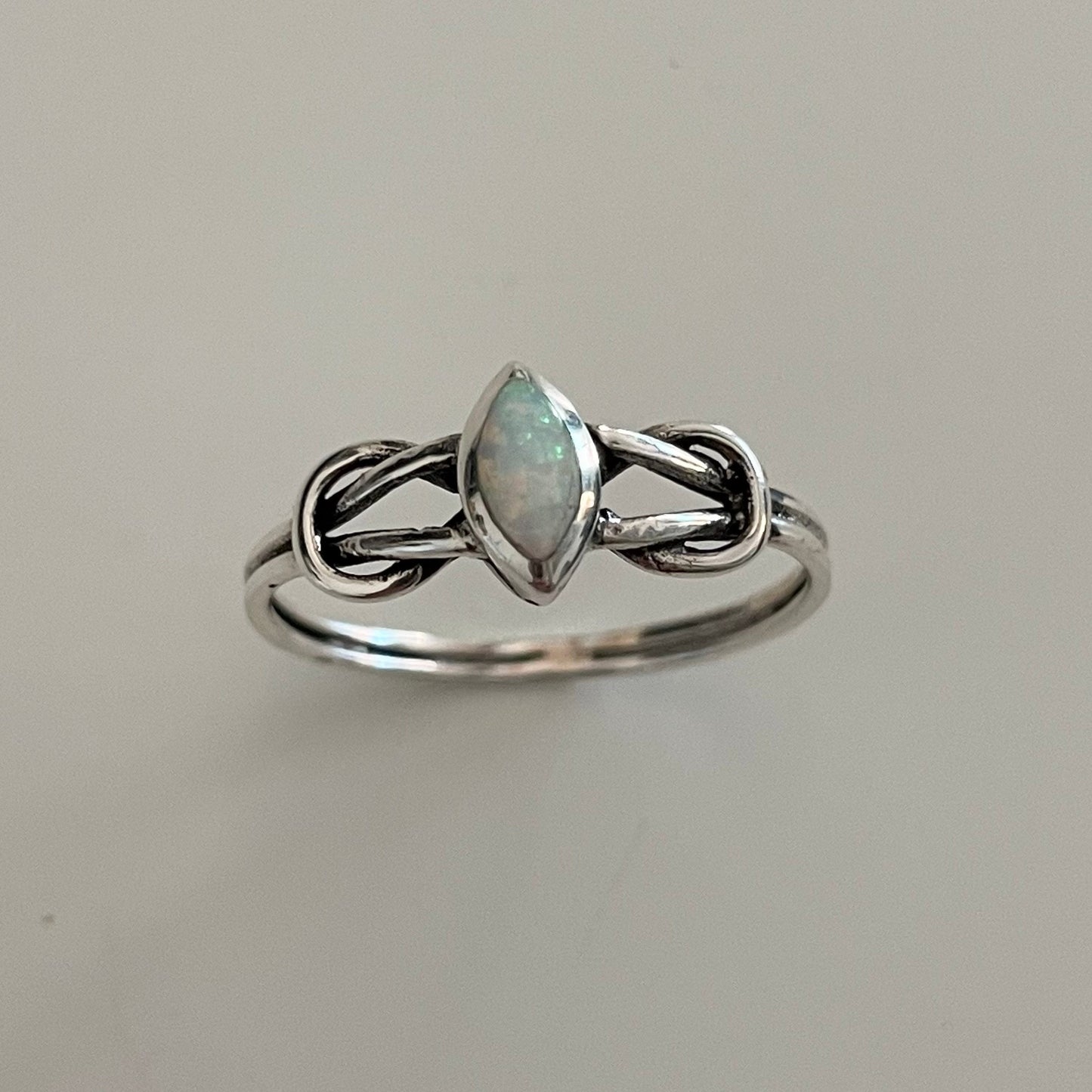 Sterling Silver Blue Opal, White Opal, Genuine Turquoise Ring, Dainty Ring, Diamond Shape Ring, Silver Opal Ring, Promise Turquoise Ring.