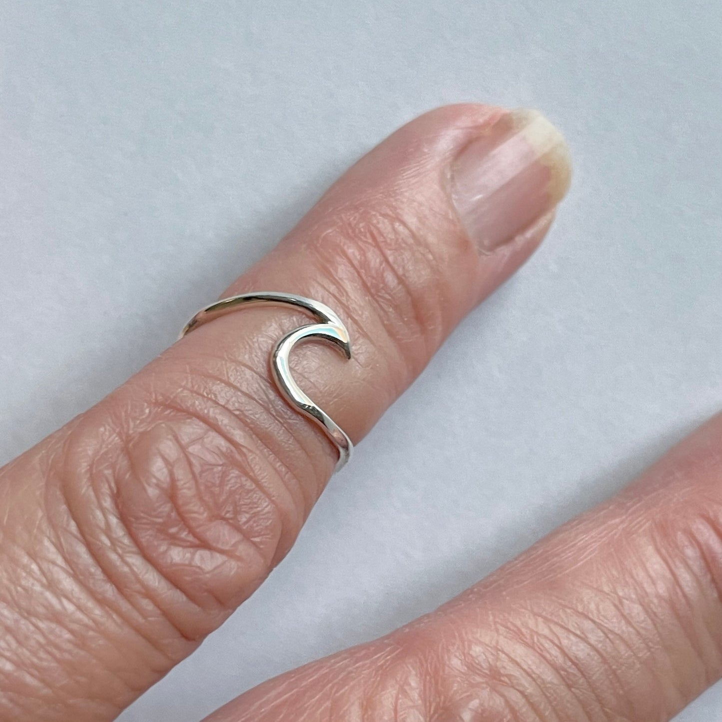 Sterling Silver Dainty High Polish Wave Ring, Surfer Ring, Beach Siver Ring, Silver Ocean Ring, Silver Ring, Boho Ring, Promise Love Ring