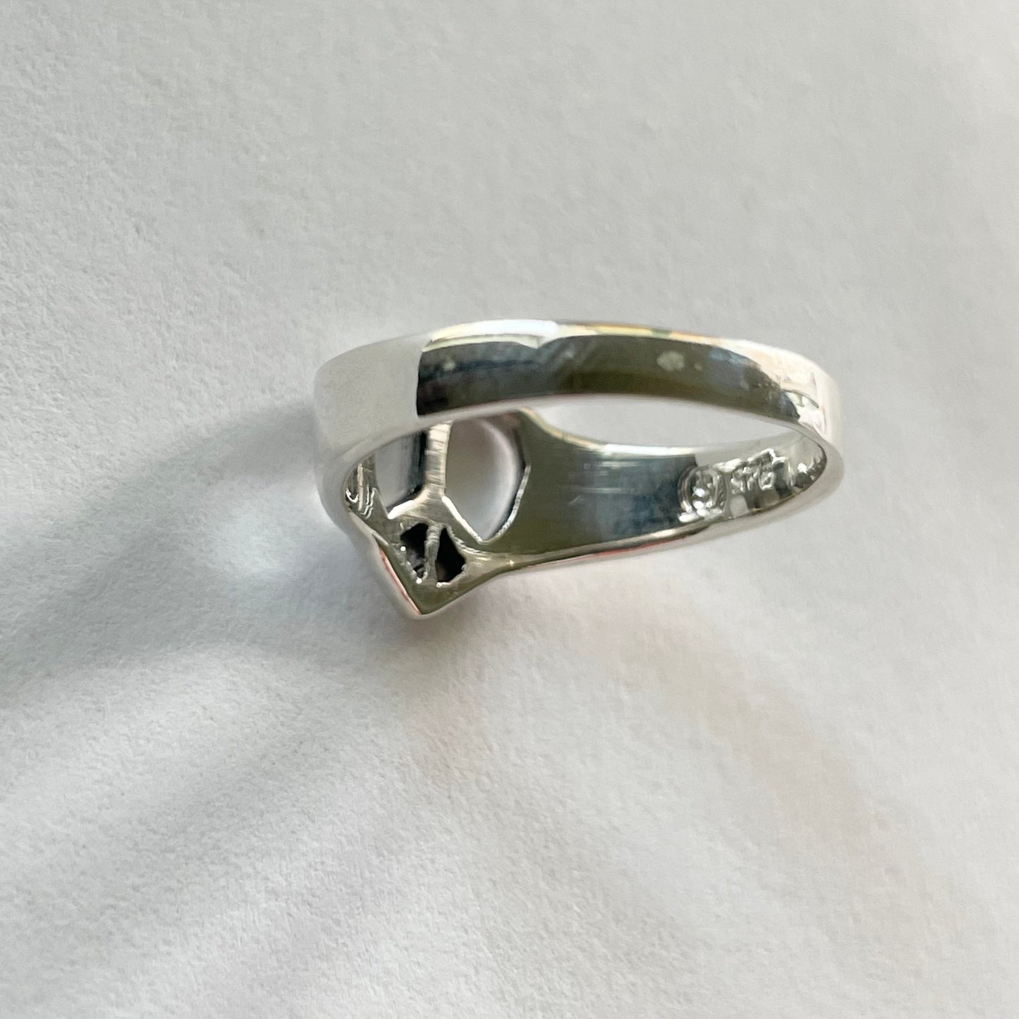 Sterling Silver Heart Peace Sign Ring: Unisex Hippie Jewelry