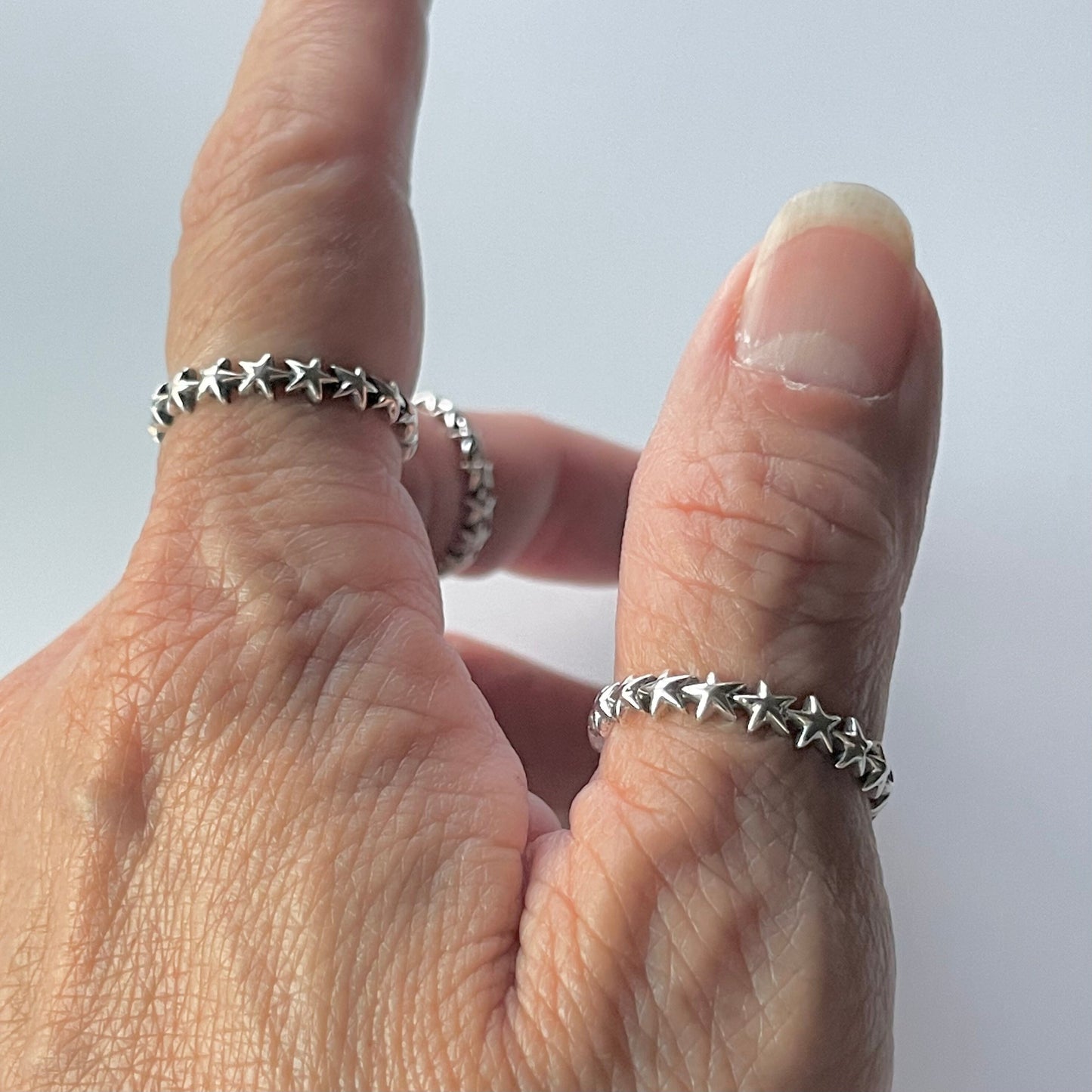 Sterling Silver Eternity Stars Band Ring, Silver Celestial Band, Stars Stackable Ring, Silver Stars Band, Stars Promise Ring, Boho Ring.