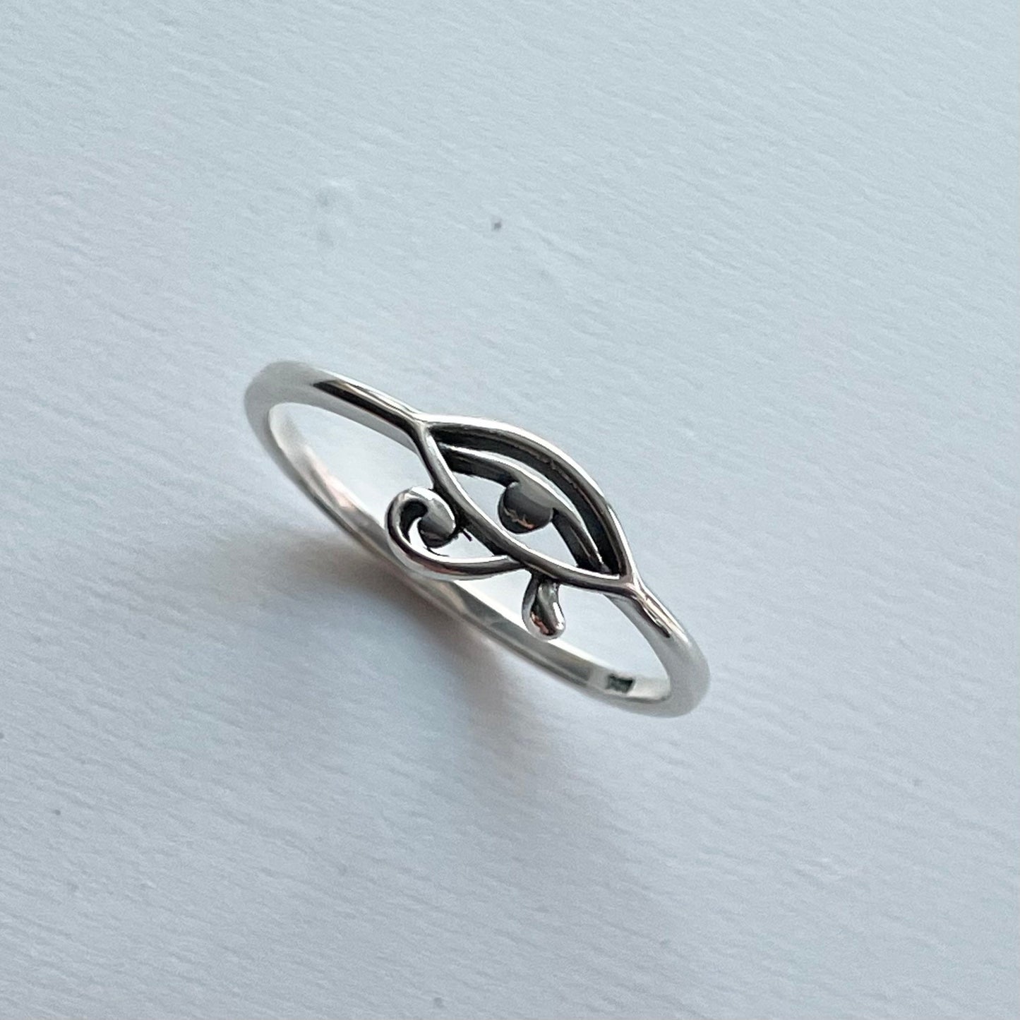 Dainty Sterling Silver Eye of Horus Ring: Egyptian Protection Jewelry