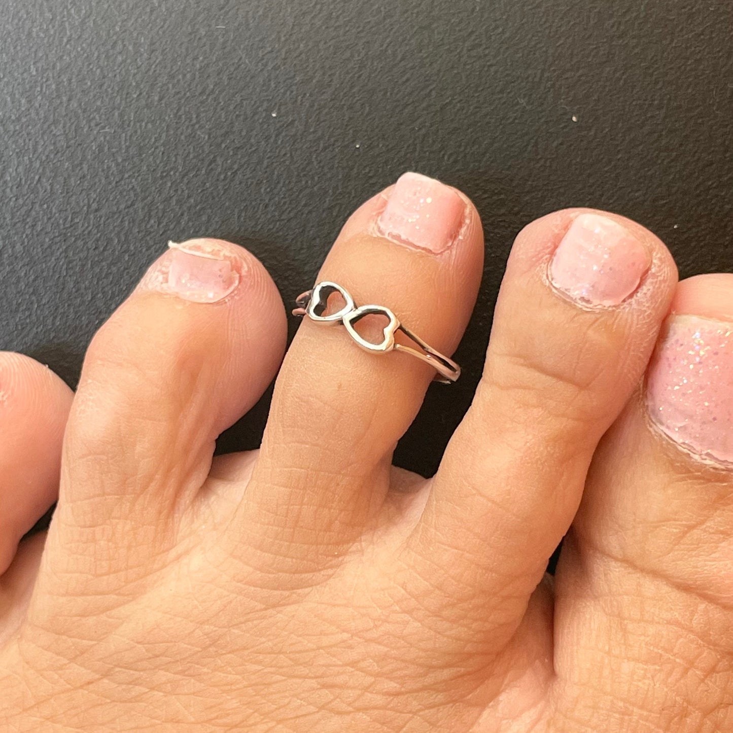 Sterling Silver Double Hearts Ring: Dainty Love Promise Ring