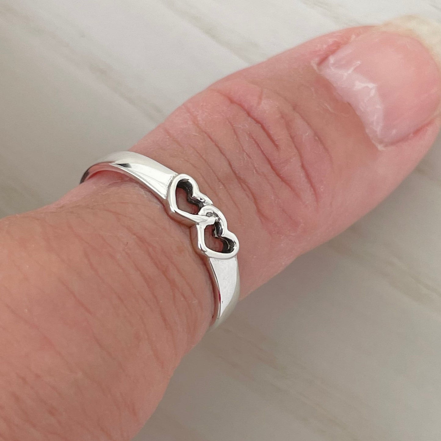 Sterling silver Dainty two Hearts Ring, I Love You, Heart Love Ring, Silver Heart Ring, Dainty Heart Ring, Care Ring, Promise Hearts Ring